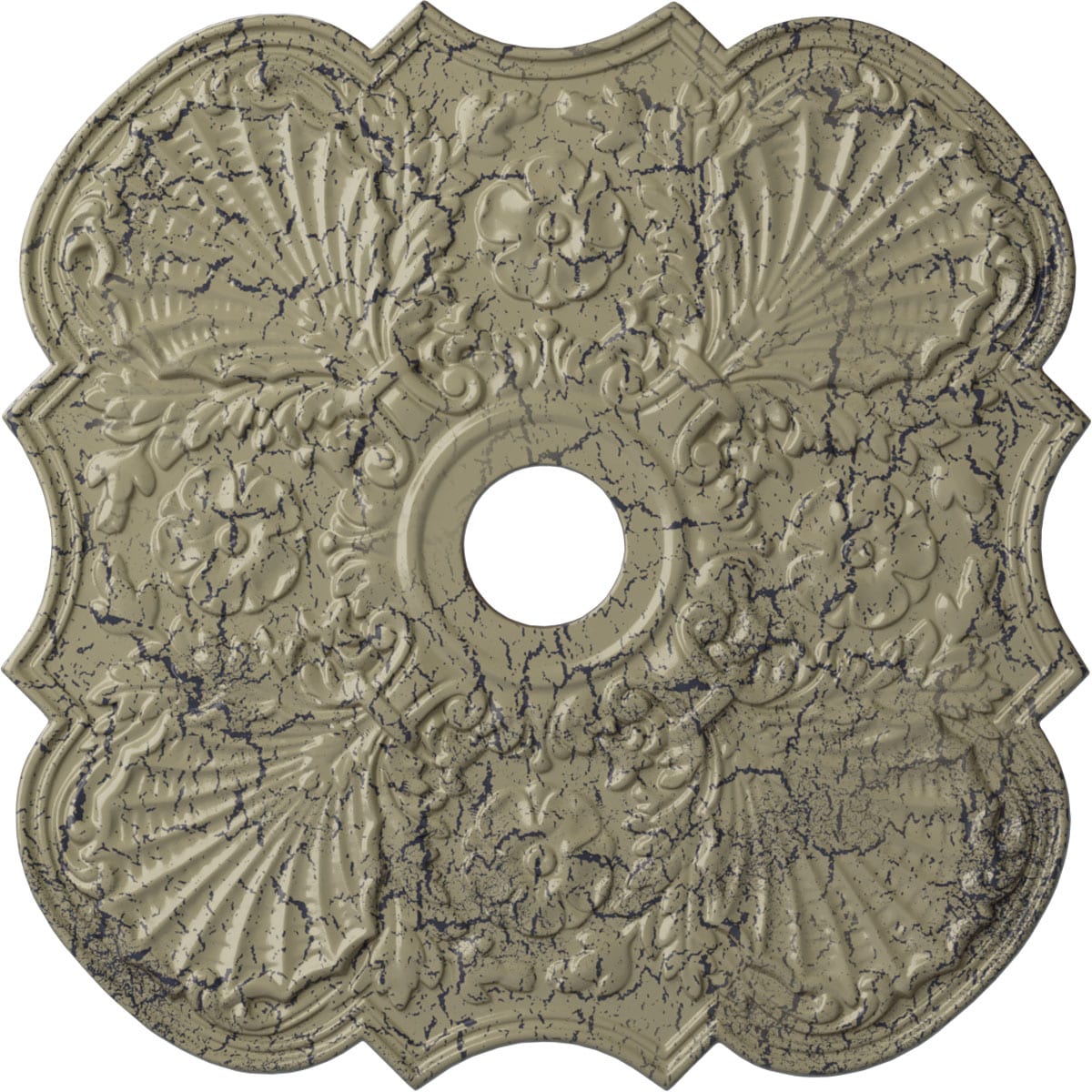 Castle Stone Crackle Hand-Painted Flower Ceiling Medallion