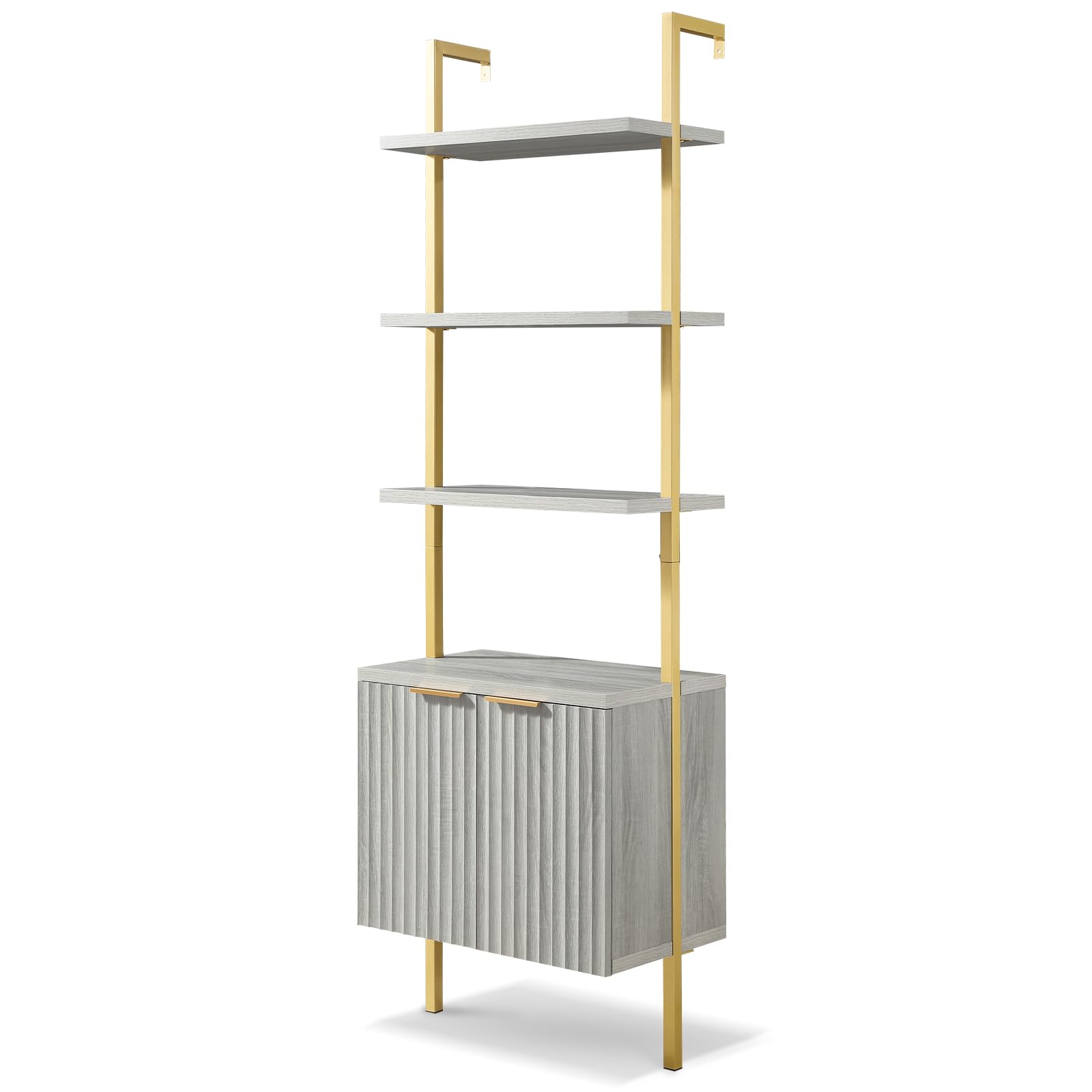 LTMATE LSOFSC0007WH Pale Oak MDF 5 -Shelf Bookcase with Doors ( 23.2-Inches W x 72.4-Inches H x 13.7-Inches D ) Finished