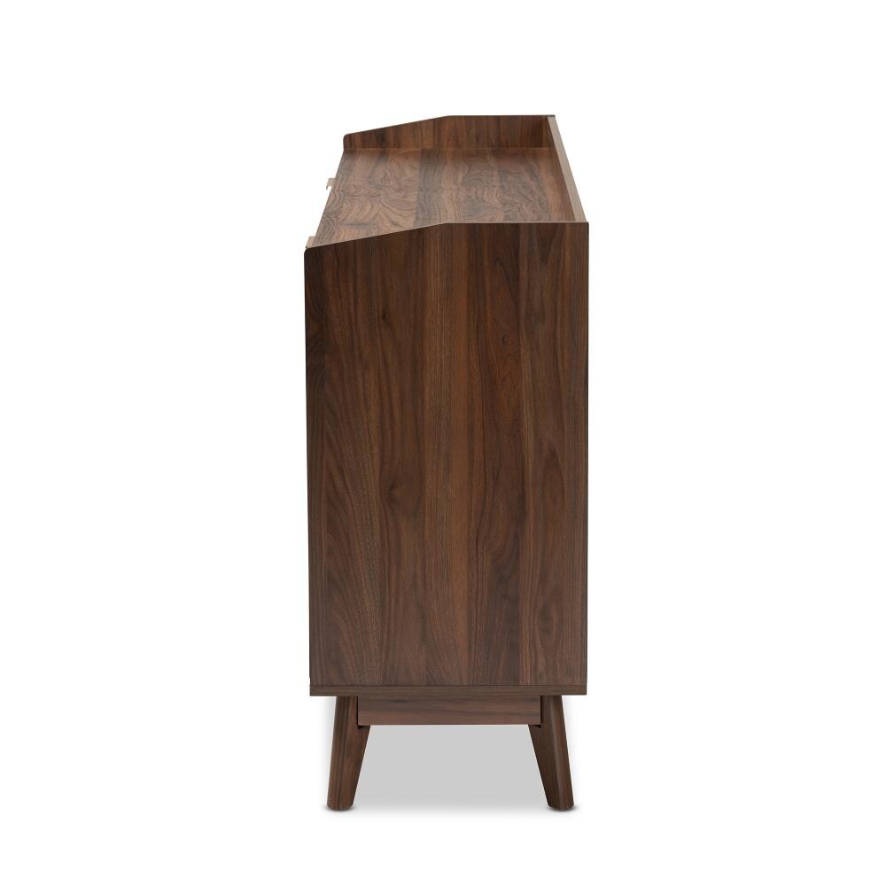 Elegant Mid-Century Walnut Brown Dresser with Gold-Tone Handles, 6 Drawers