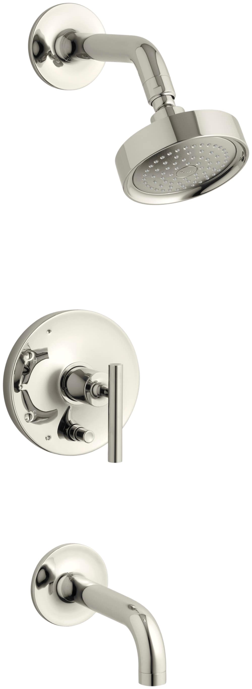 KOHLER T14421-4-SN Purist Vibrant Polished Nickel 1-handle Single function 5.47-Inches Round Bathtub and shower Faucet