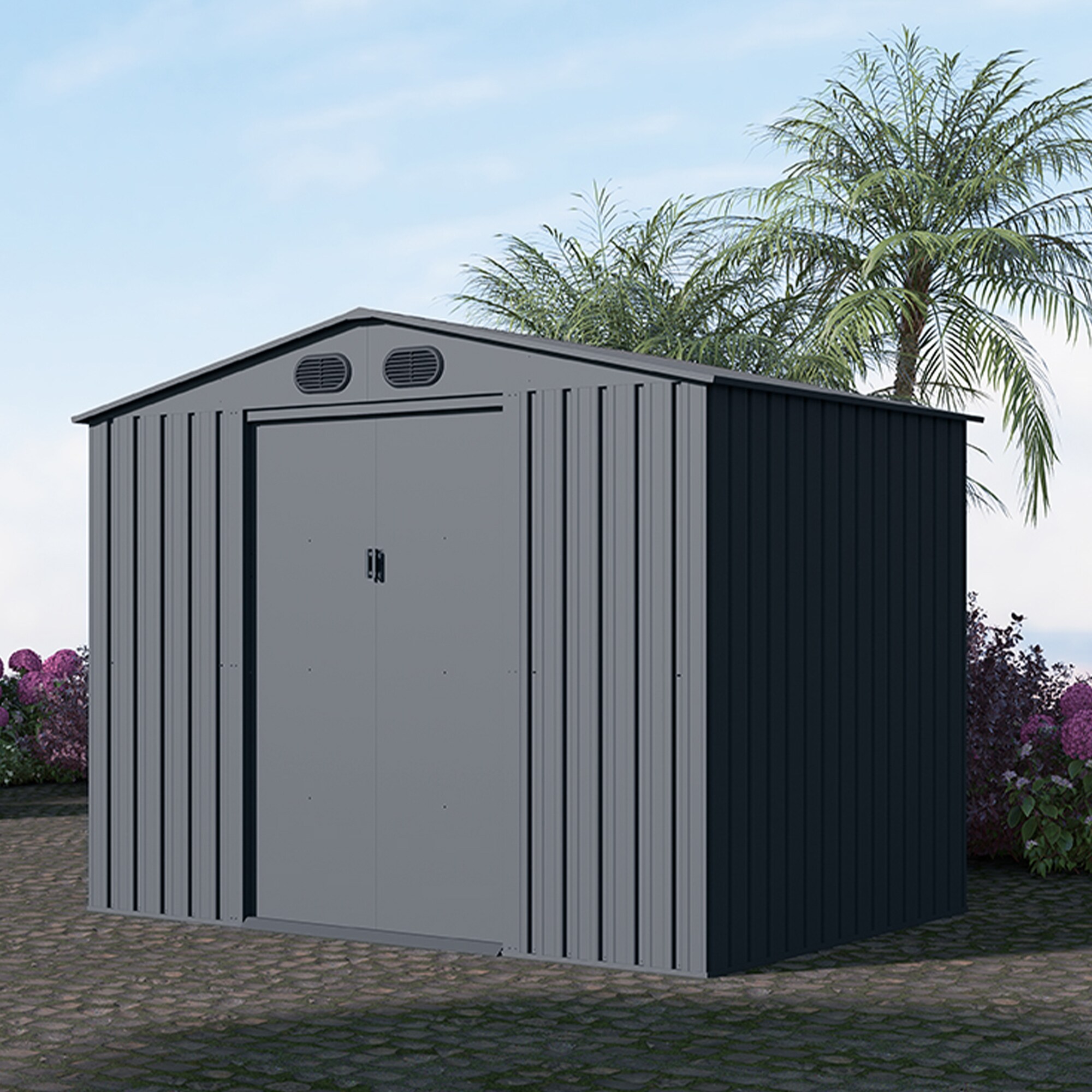 Clihome 7.83-ft x 6-ft Galvanized Steel Storage Shed in the Metal ...