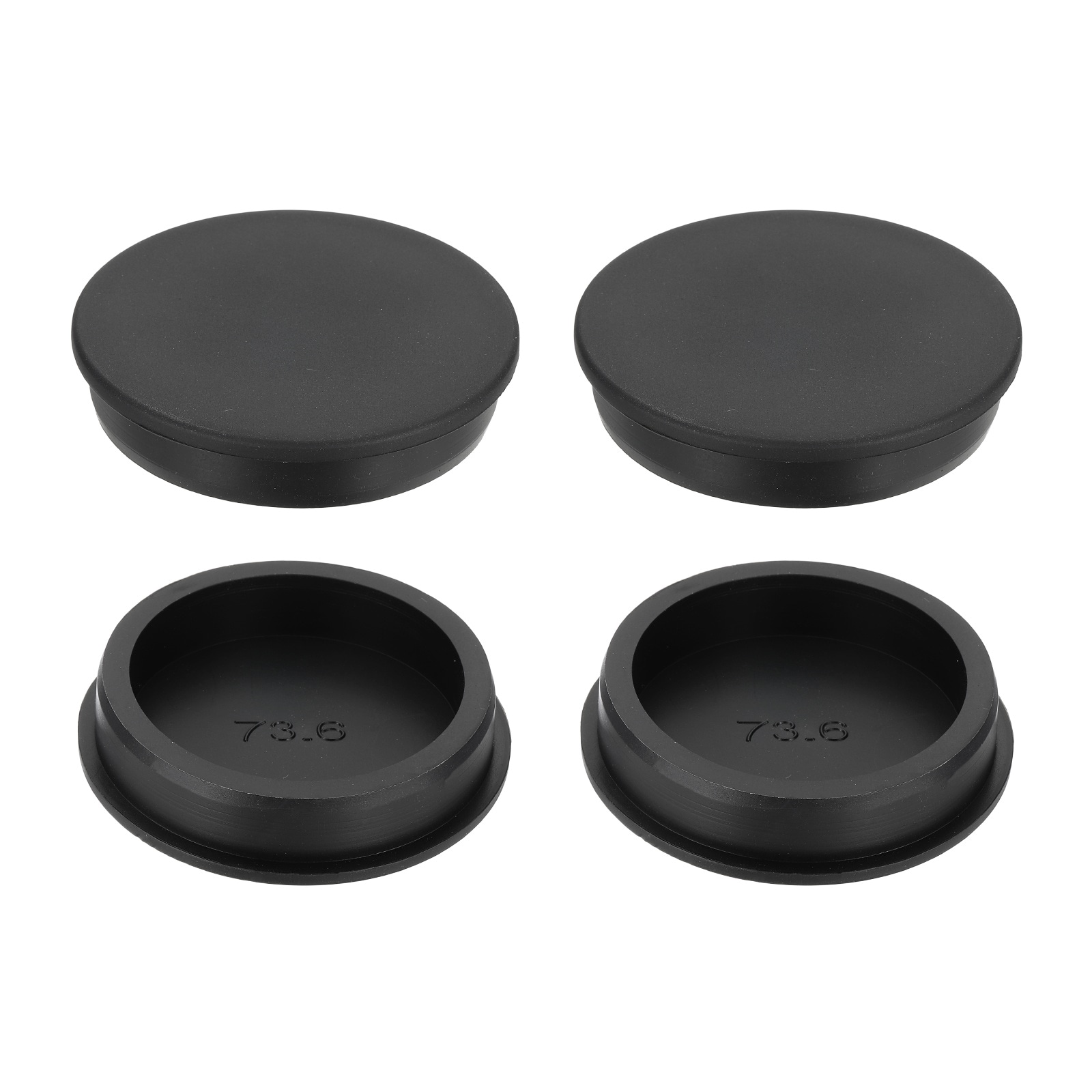 Unique Bargains 4pcs Silicone Hole Plug 73.6mm Black High Temp T Type Rubber Stoppers for 72-73mm Hole Waterproof Button Hole End Covers for Powder Coating Sealing Plugs Pipe Holes