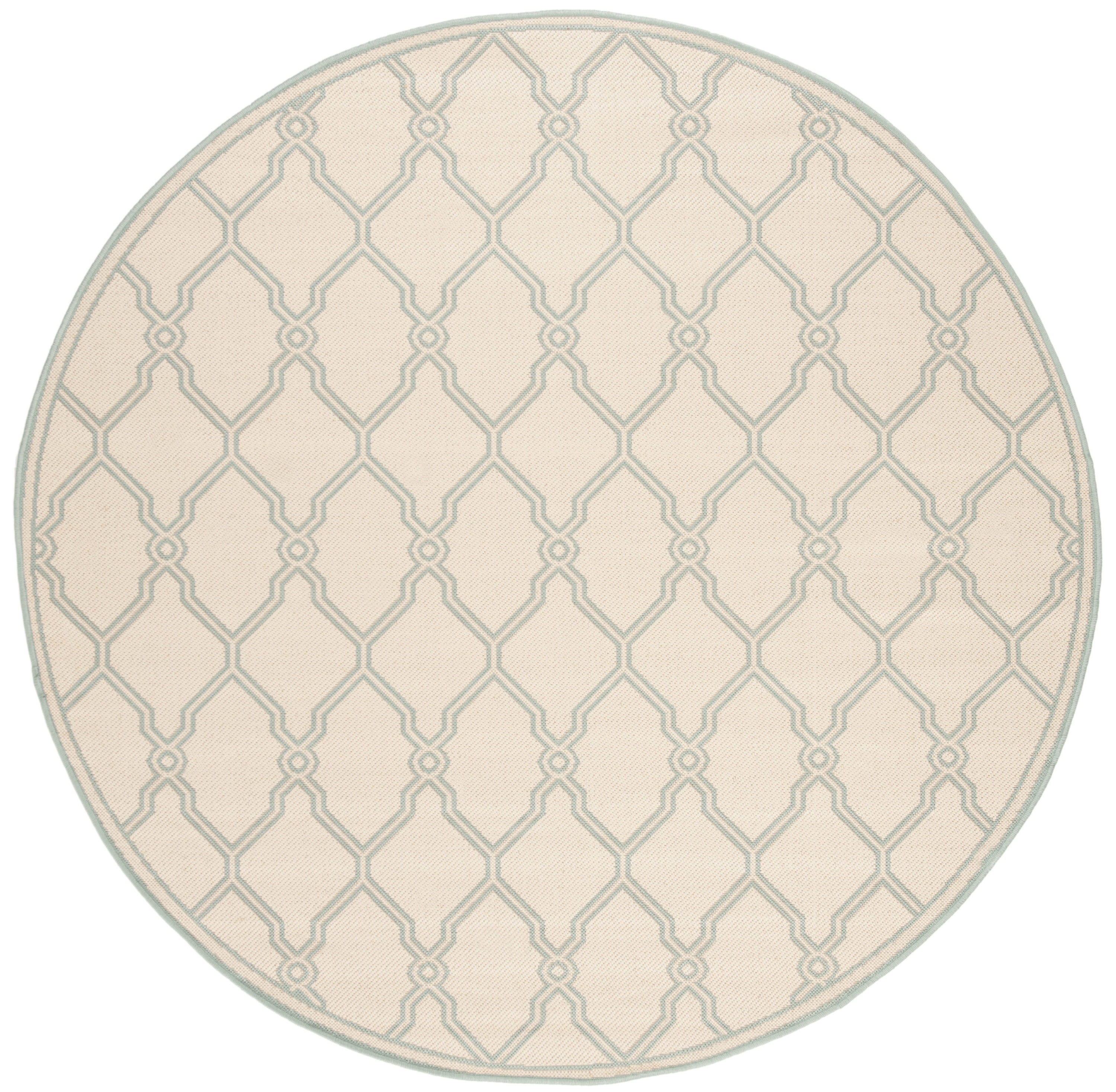 Safavieh LND124L-6R Linden Marieka 7 x 7 (ft) Loomed Polypropylene Cream/Aqua Round Indoor Trellis Bohemian/Eclectic Area rug