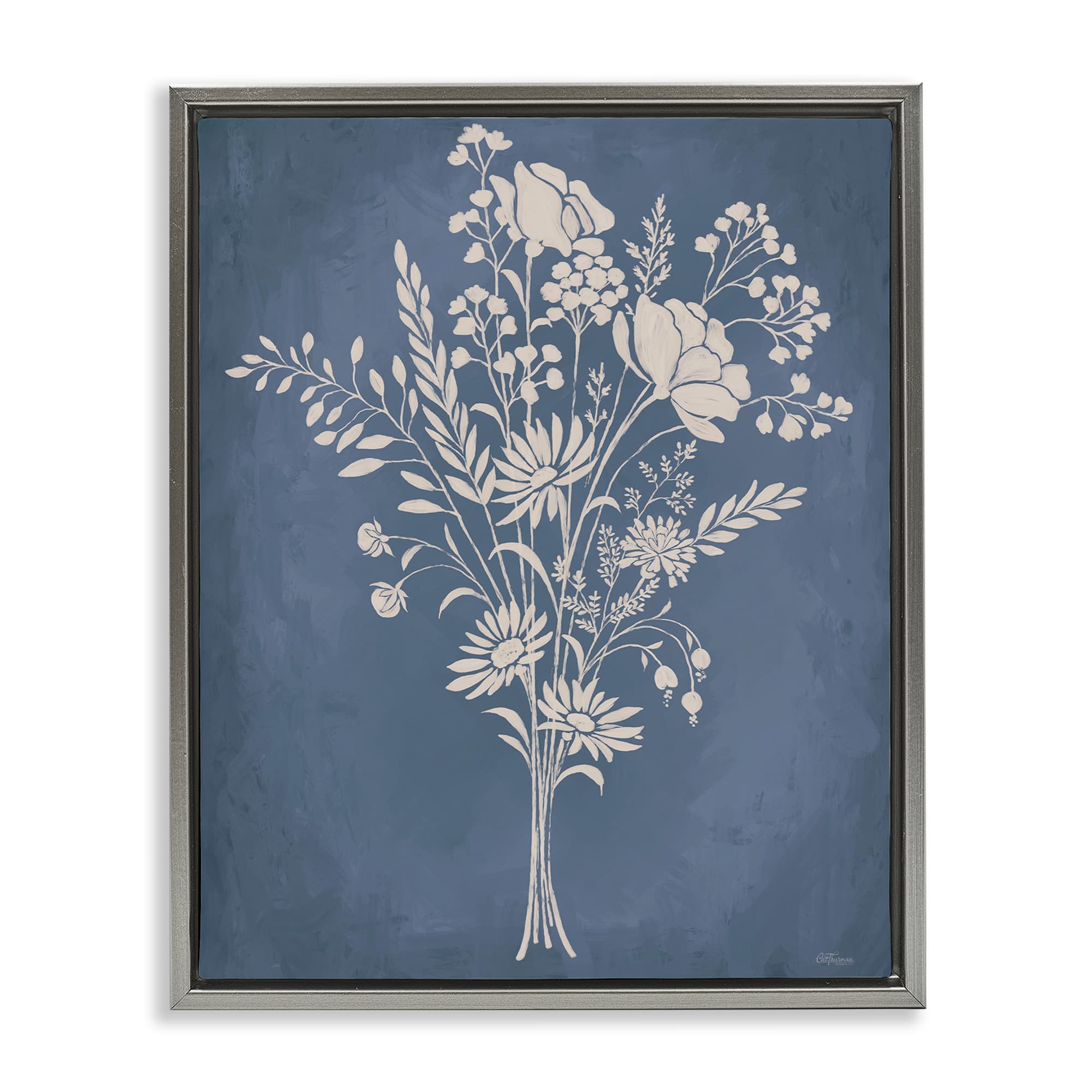 Stupell Industries BS-743-FFL-16X20 Garden Bundle over Blue Gray Framed Floater Canvas Wall Art By Cat Thurman Designs 17 x 21