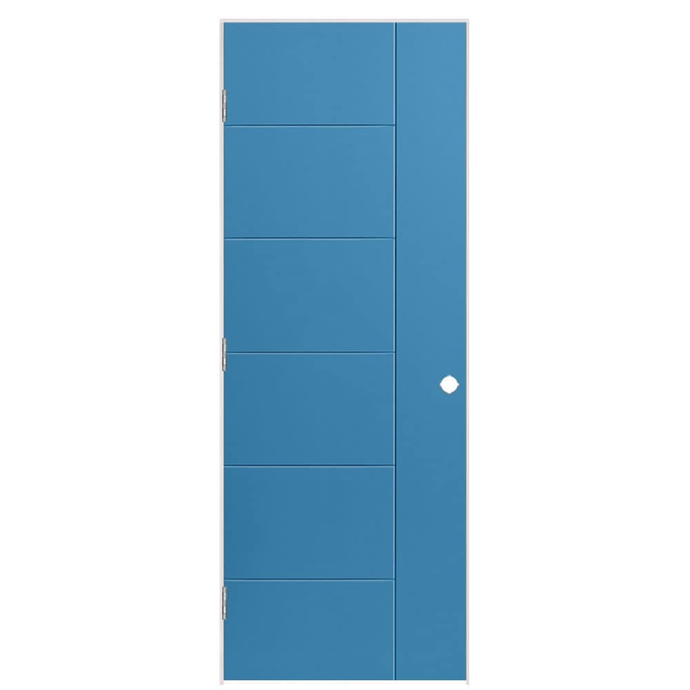 Masonite 1446865 30-in x 80-in Blue Heron Hollow core Flush Right hand Smooth Prefinished Molded composite Flat Jamb Single Prehung Interior Door