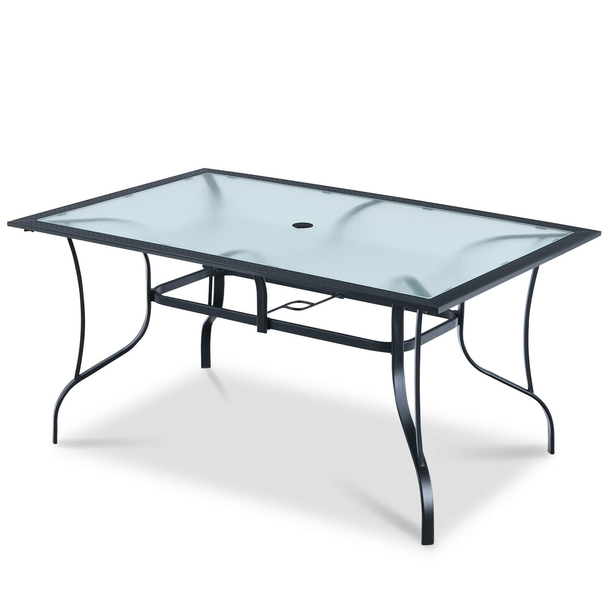 Clihome CL-WL22CF-10094 Patio Dining Table Rectangle Outdoor Dining 38-in W x 60-in L with Umbrella Hole