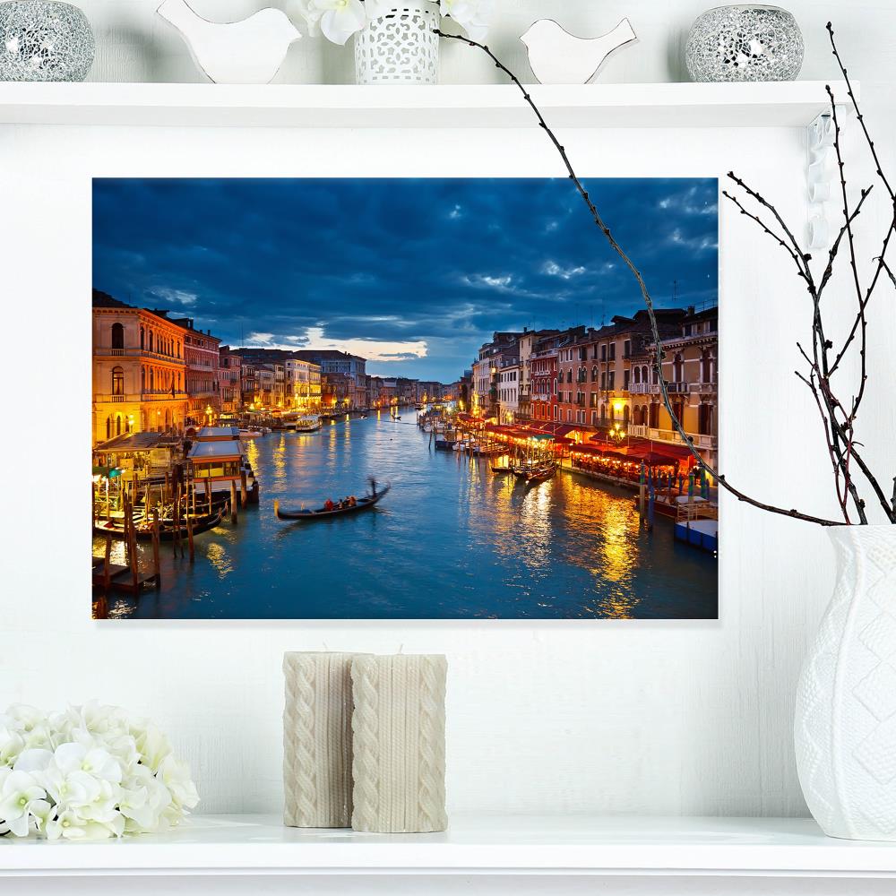 Designart Grand Canal at Night Venice- Cityscape Photo Canvas Print at ...