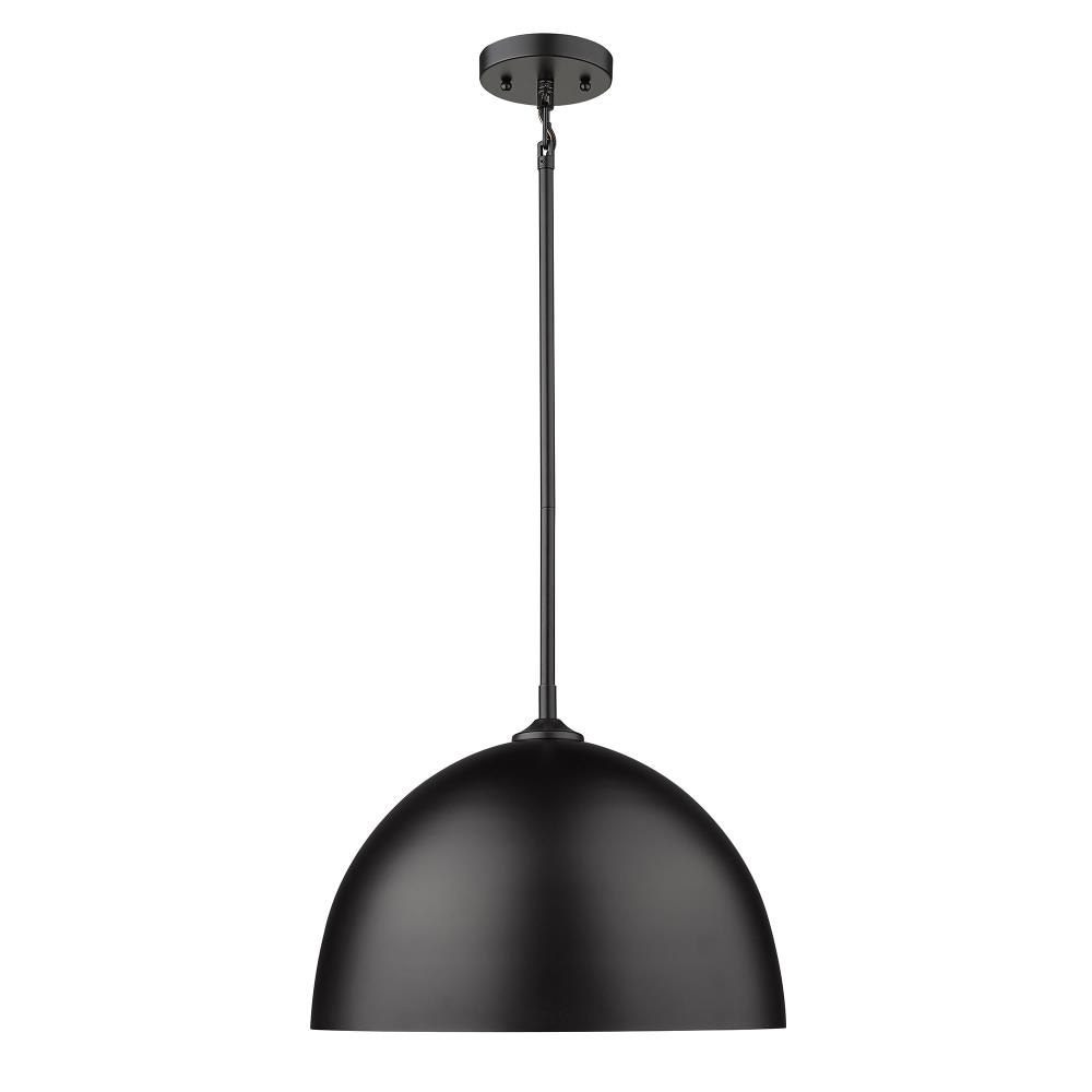 Zoey 16" Matte Black Modern Industrial Bowl Pendant Light