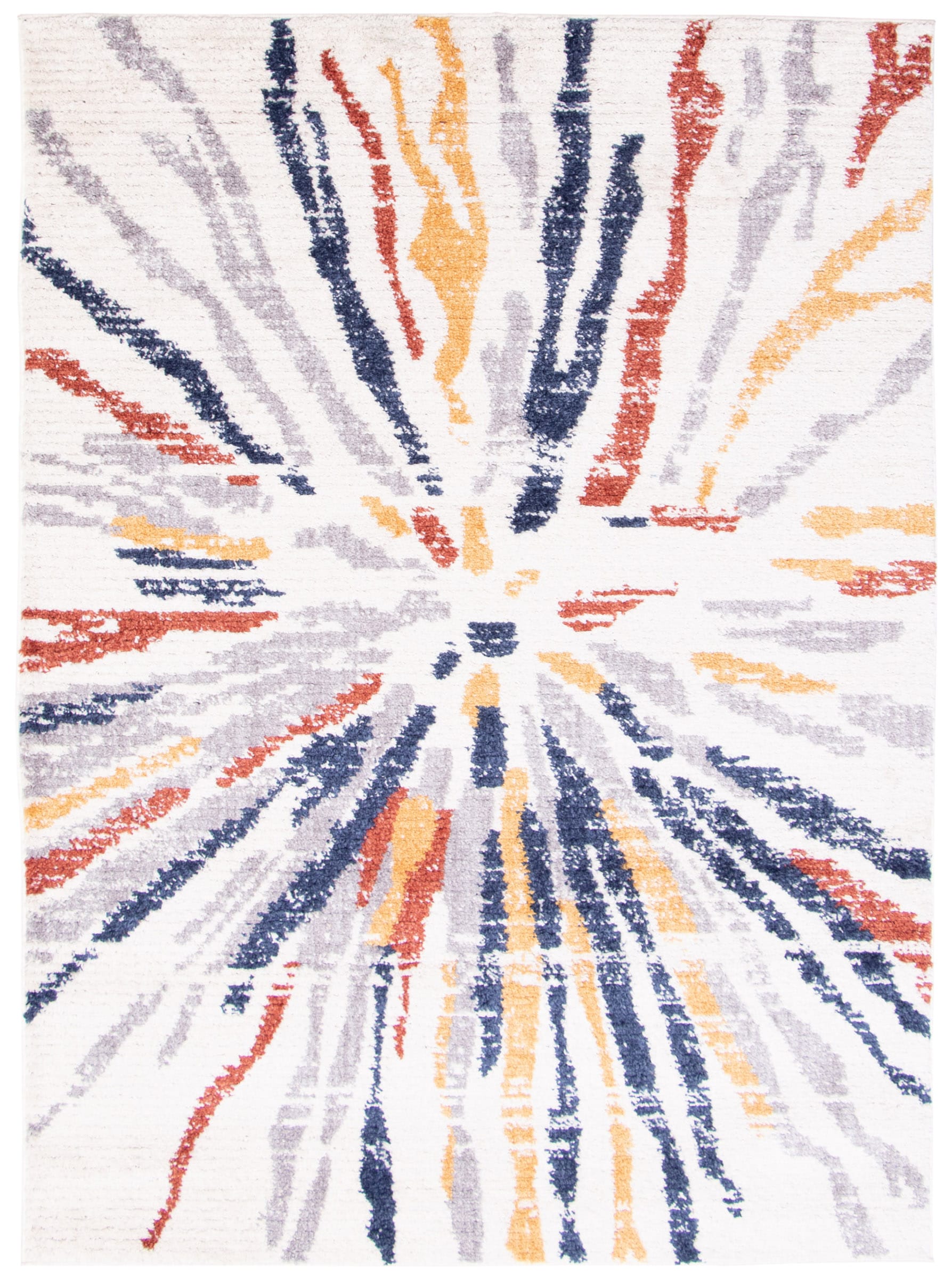 ECARPETGALLERY 358385 5 x 7 (ft) Polyester White/Navy Rectangular Indoor Abstract Area rug