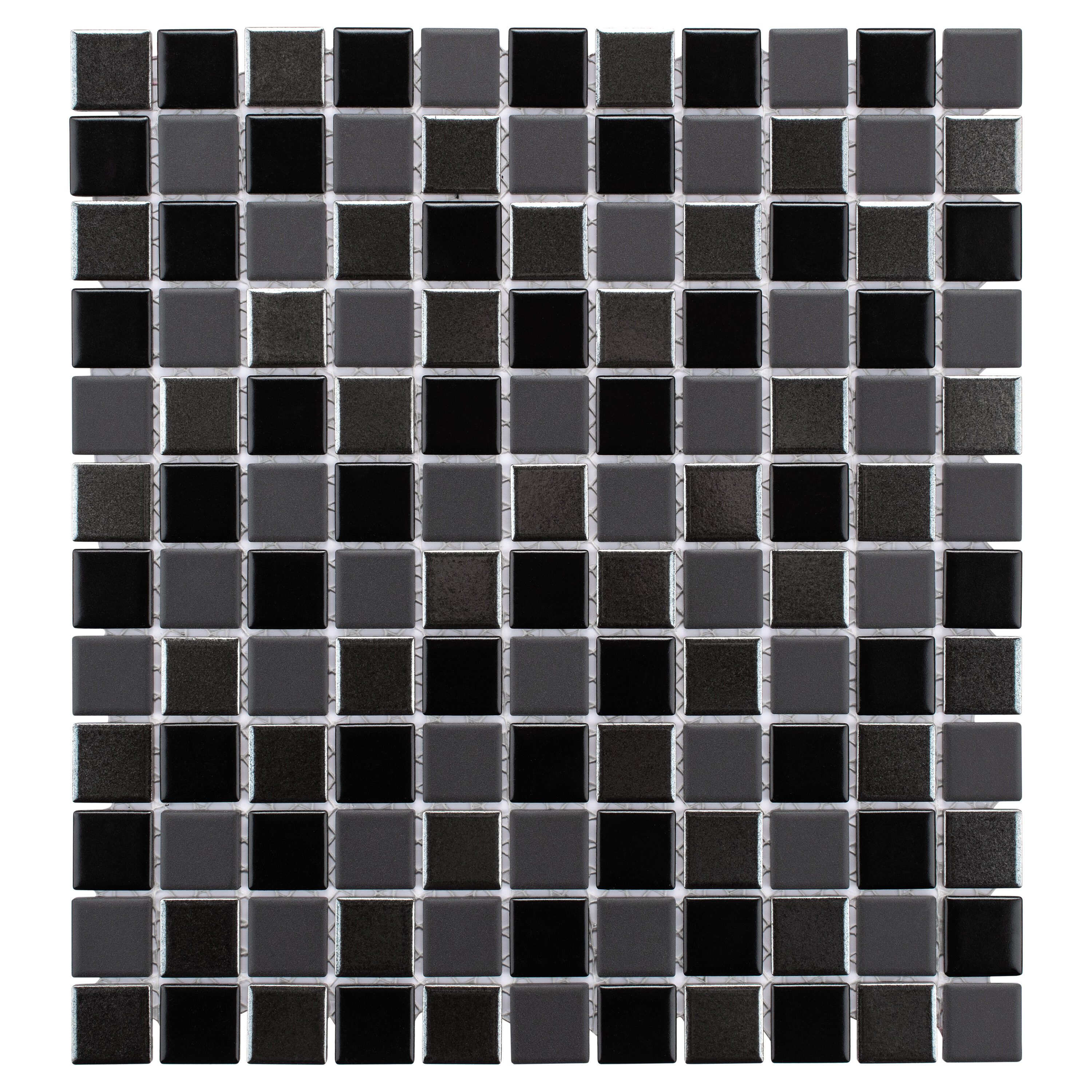 Affinity Tile S1WTCTRIBK (Sample) Trinity Black 7-in x 7-in Multi-finish Porcelain Uniform Squares Mosaic Thinset Mortar Tile