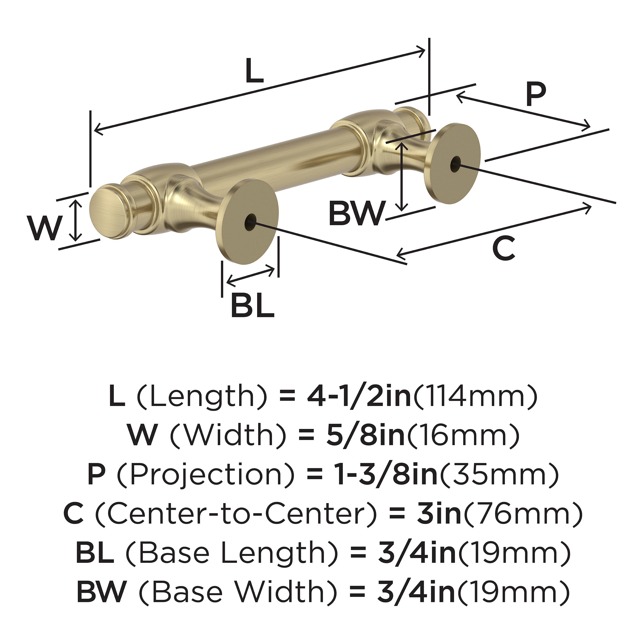 Golden Champagne Polished Cabinet Pull with Mounting Hardware