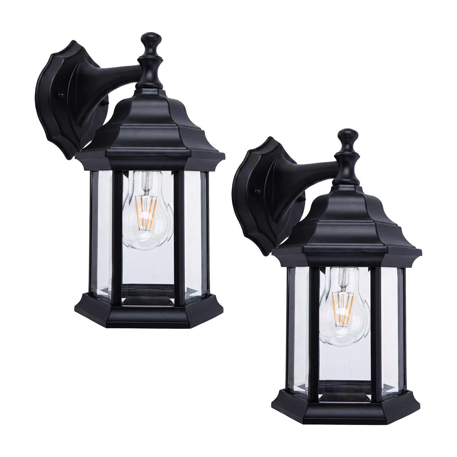 Project Source Henfield 2 -Pack 2 -Light 11.81-in H Matte Black Hardwired