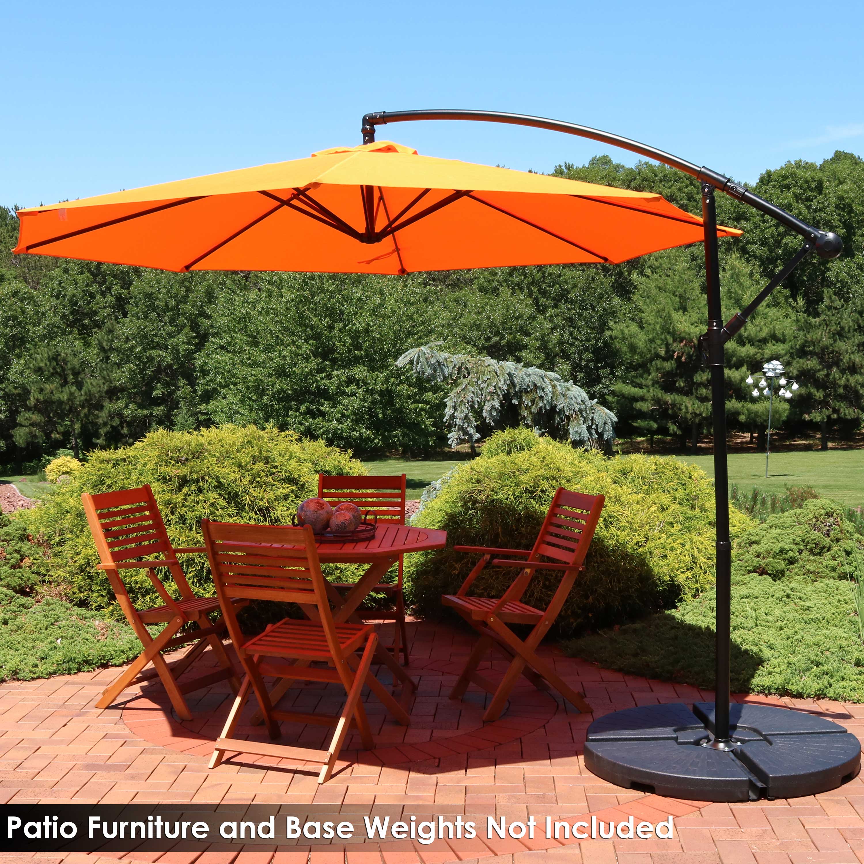 Sunnydaze Decor 9.5-ft Orange Polyester Offset Patio Umbrella with ...