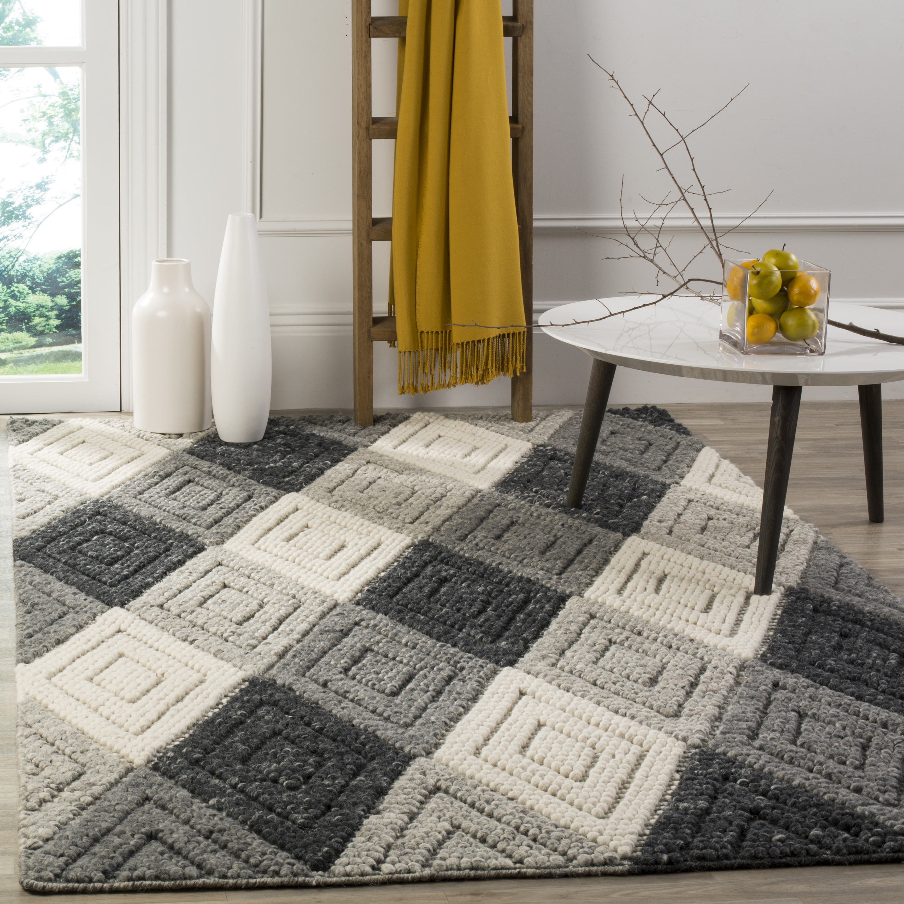 Safavieh NAT623D-8 Natura Vante 8 x 10 (ft) Wool Anthracite Rectangular Indoor Geometric Coastal Area rug