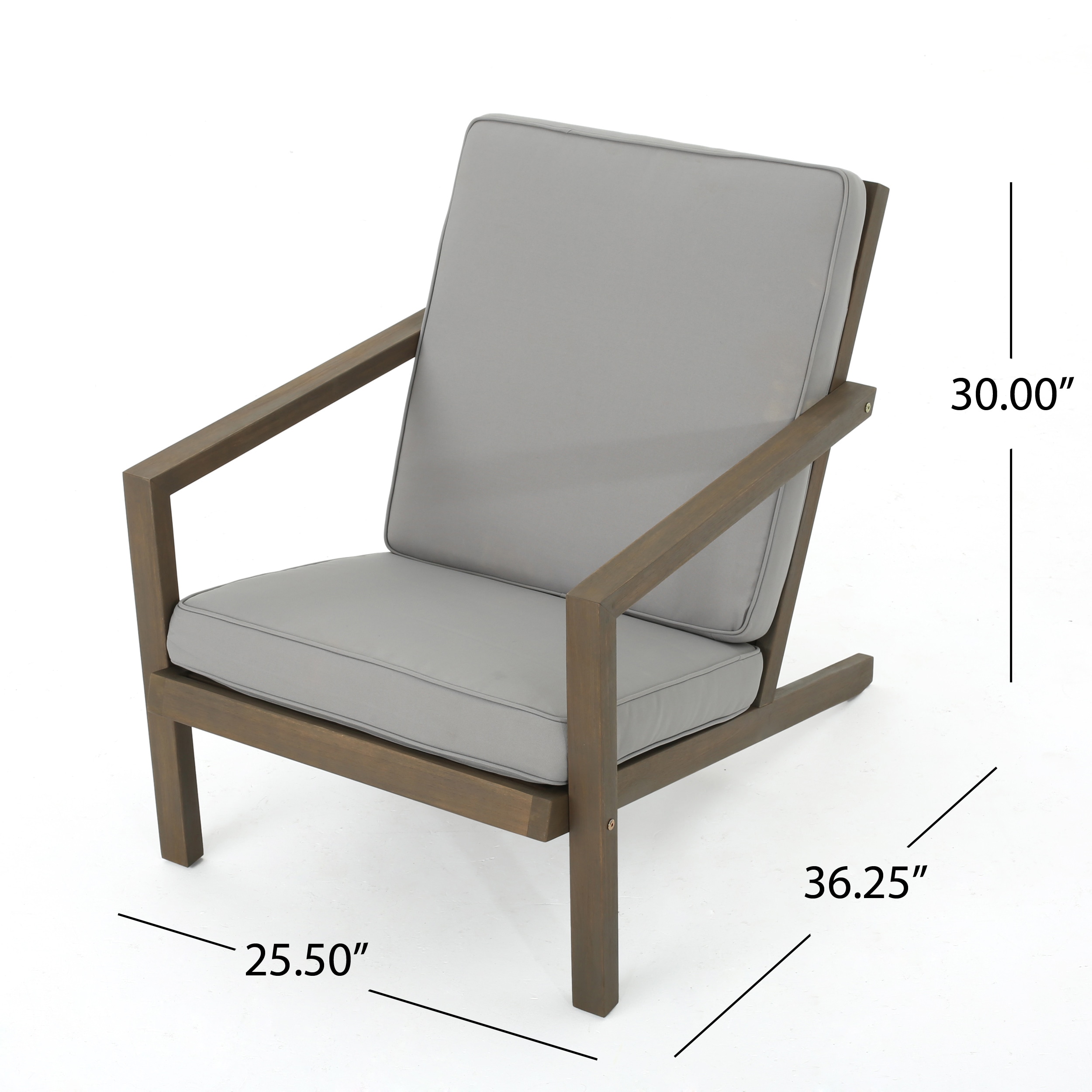Gray Acacia Wood 3-Piece Outdoor Chat Set with Water-Resistant Cushions
