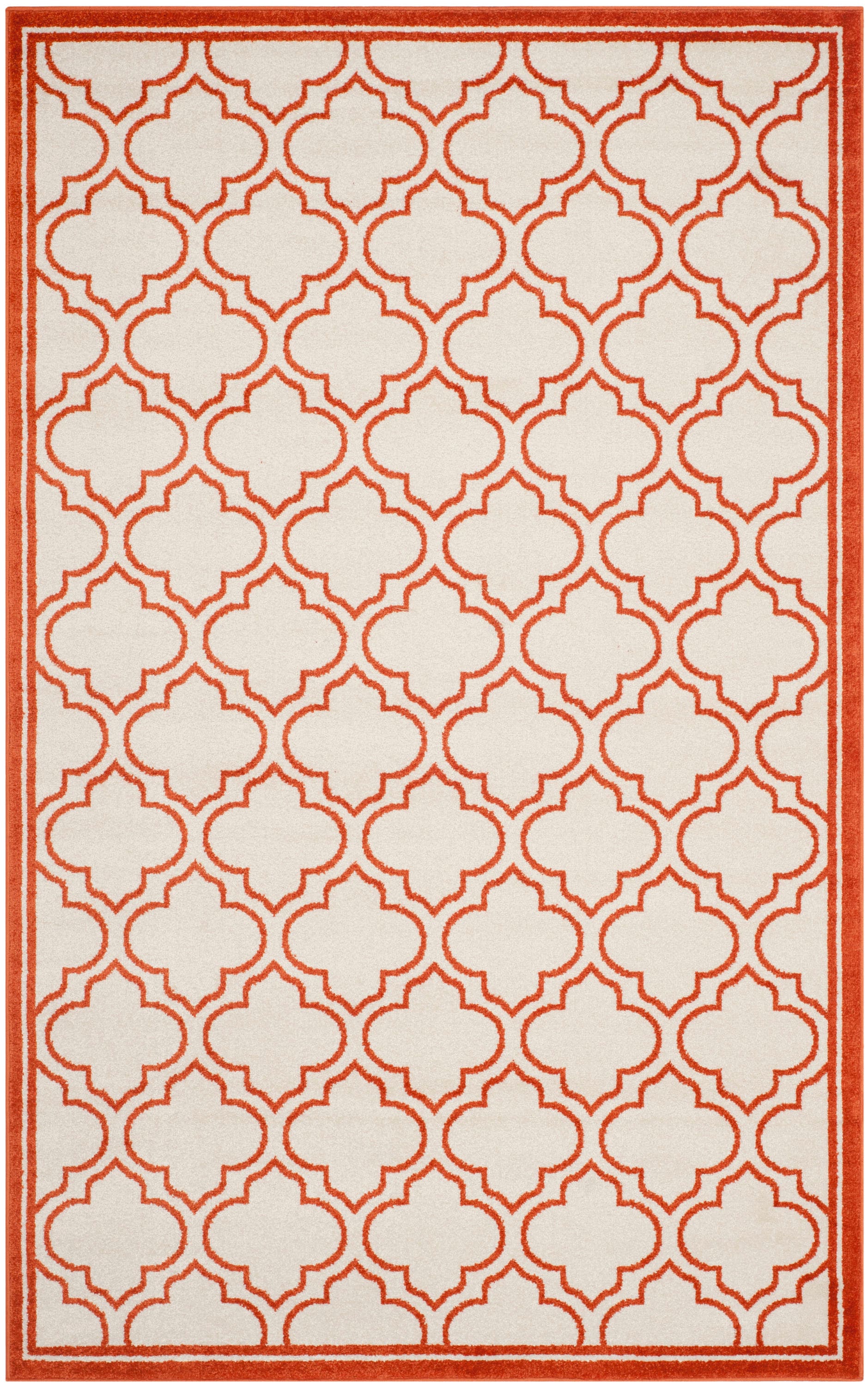 Safavieh AMT412F-5 Amherst Moroccan 5 x 8 (ft) Loomed Synthetic Ivory/Orange Rectangular Indoor/Outdoor Trellis Farmhouse/Cottage Area rug