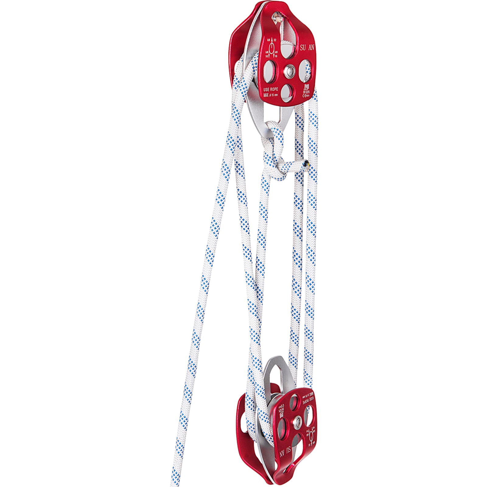 VEVOR SHLSJTZ11MM61MJLSV0 Twin Sheave Block and Tackle 6600Lbs Pulley 200Ft, 7/16Inch Double Braid Rope