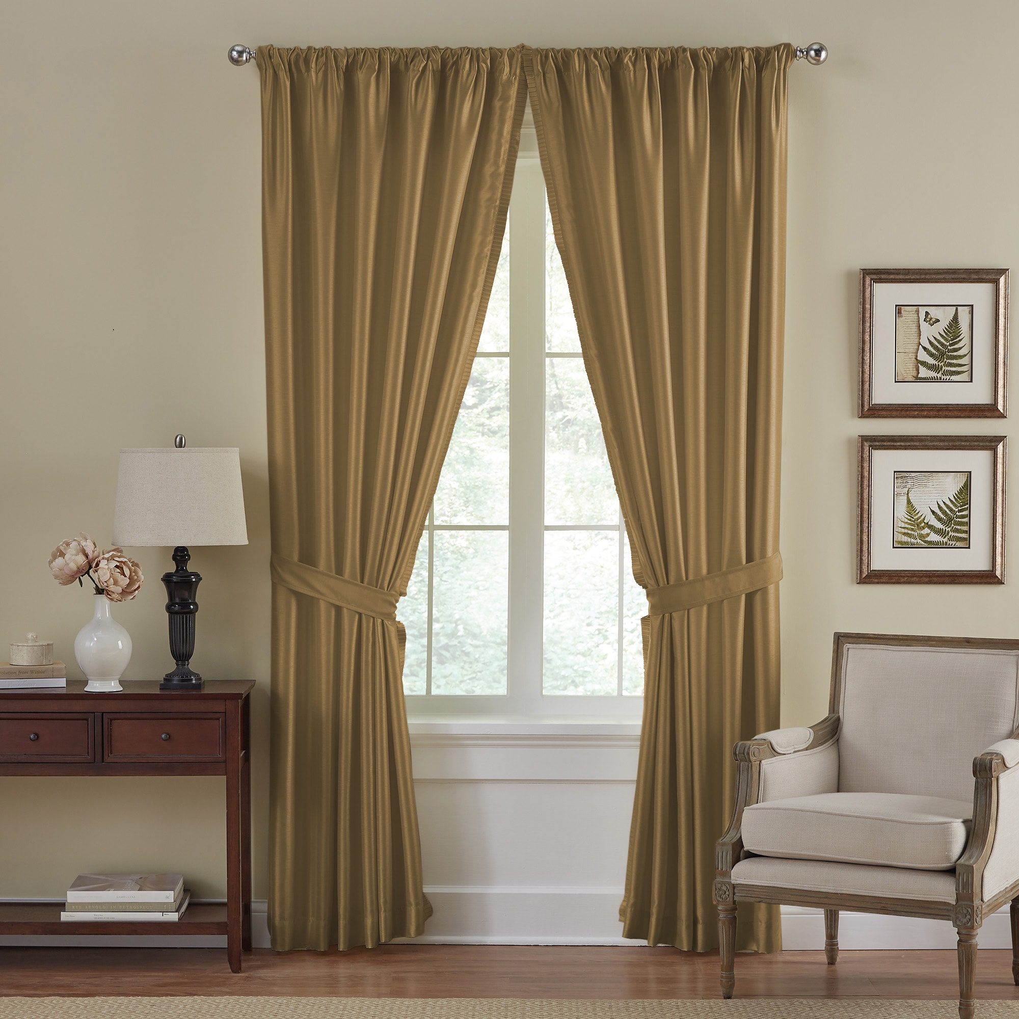 Elrene Home Fashions 026865577792 95-in Gold Blackout Standard lined Rod pocket Single curtain panel