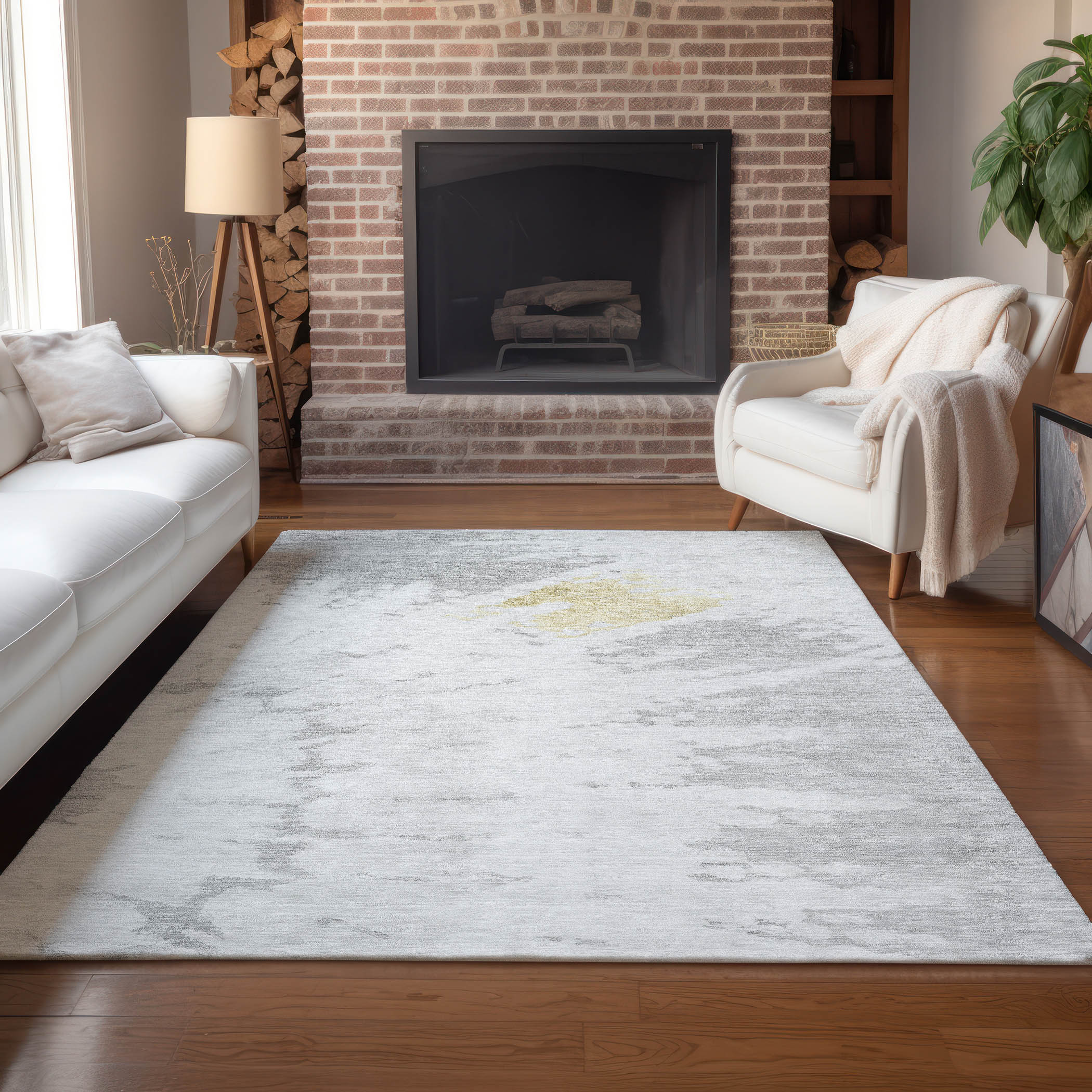 Addison Rugs ACN614SV30X46 Chantille ACN614SV 2 x 3 (ft) Polyester Silver Rectangular Indoor/Outdoor Abstract Machine washable Area rug