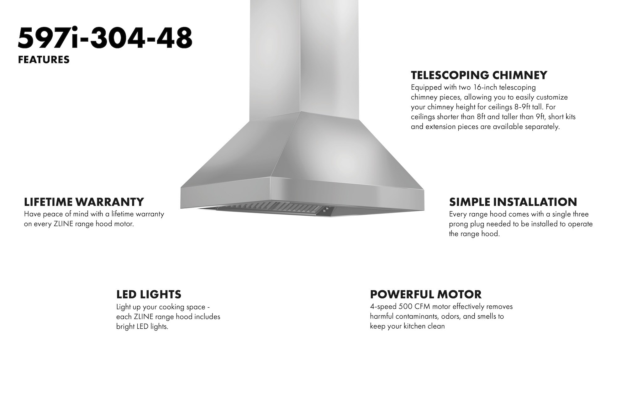 zline range hood short kit