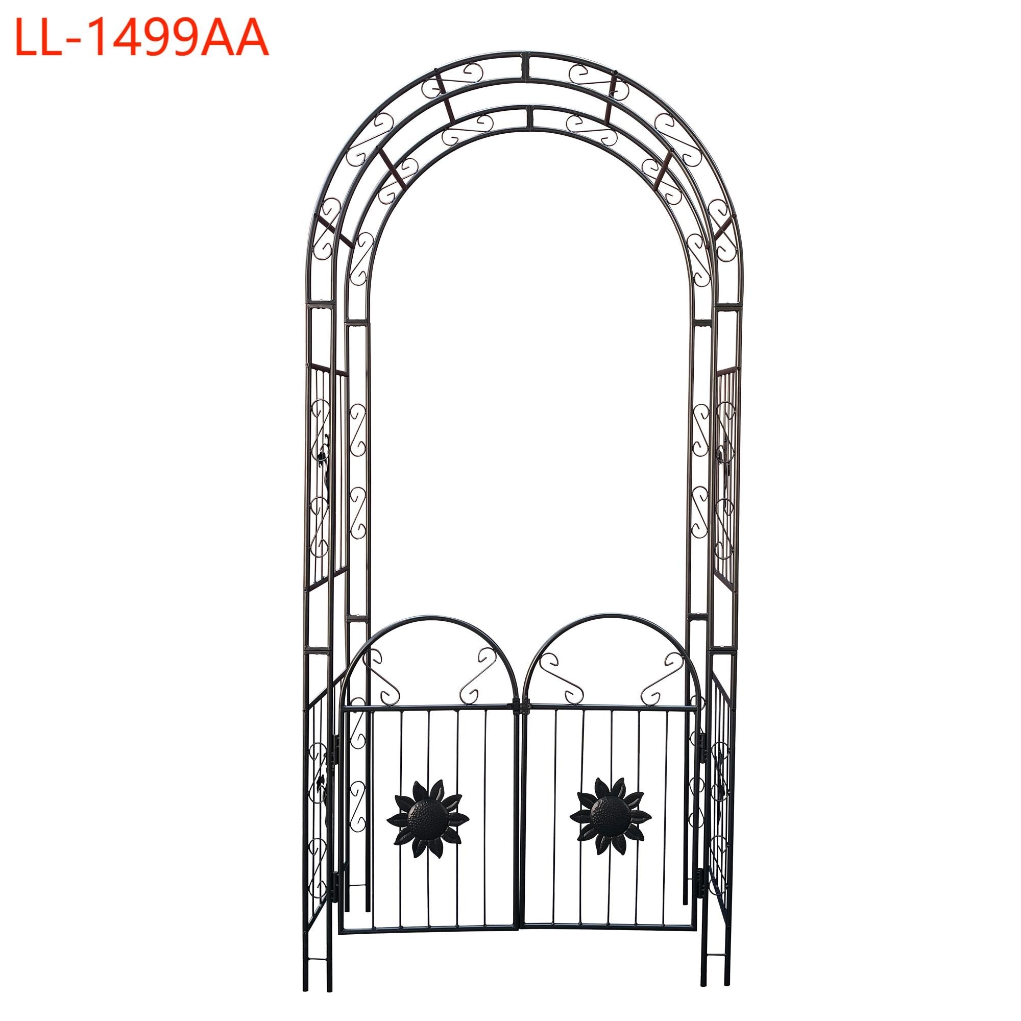 Yiekholo LL-1499AA 45.24-Inches W x 98.4-Inches H Black Iron Traditional Garden Trellis For Climbing Plants For Cucumbers For Roses