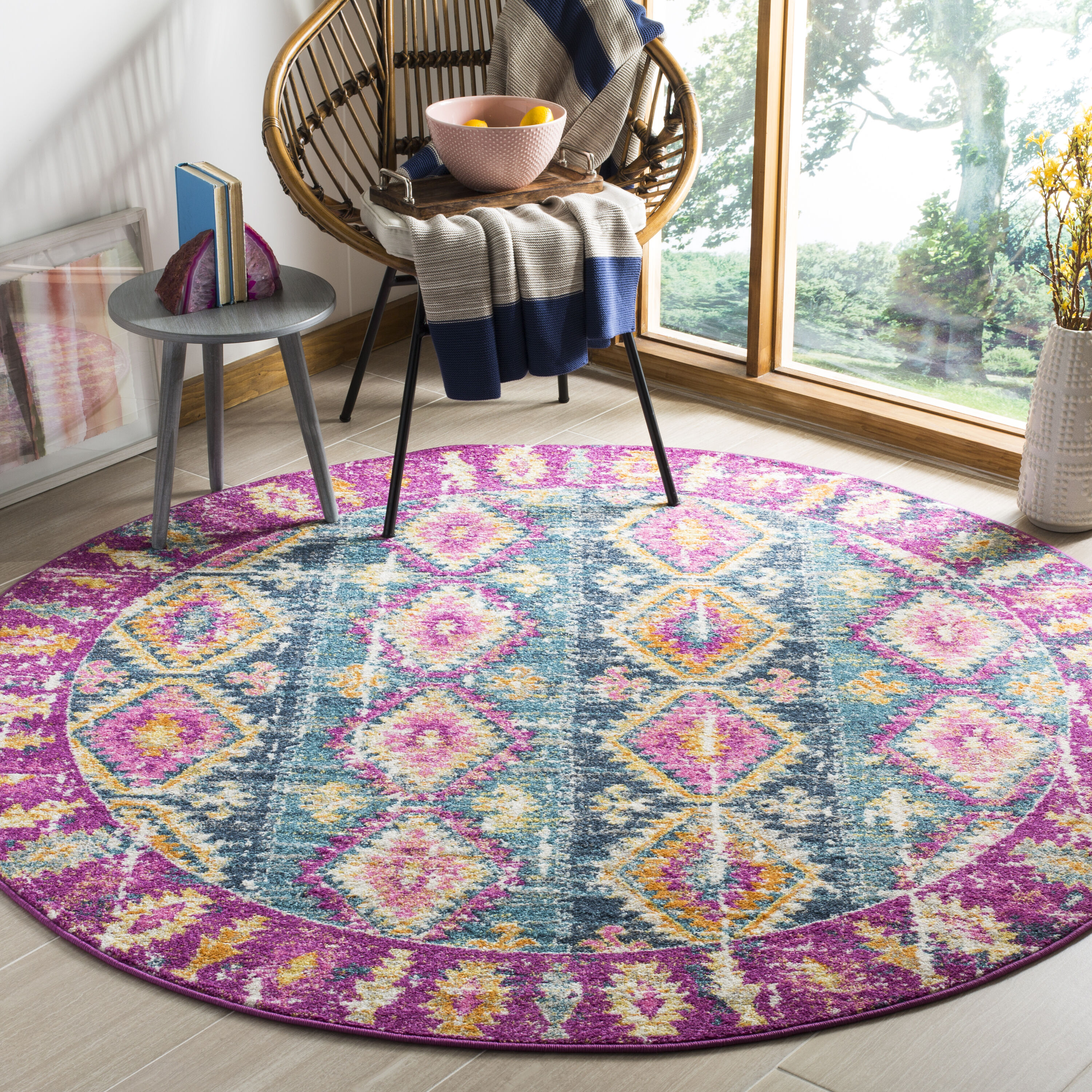 Madison 129F Fuchsia / Blue 6in-7ft x 6in-7ft Rug