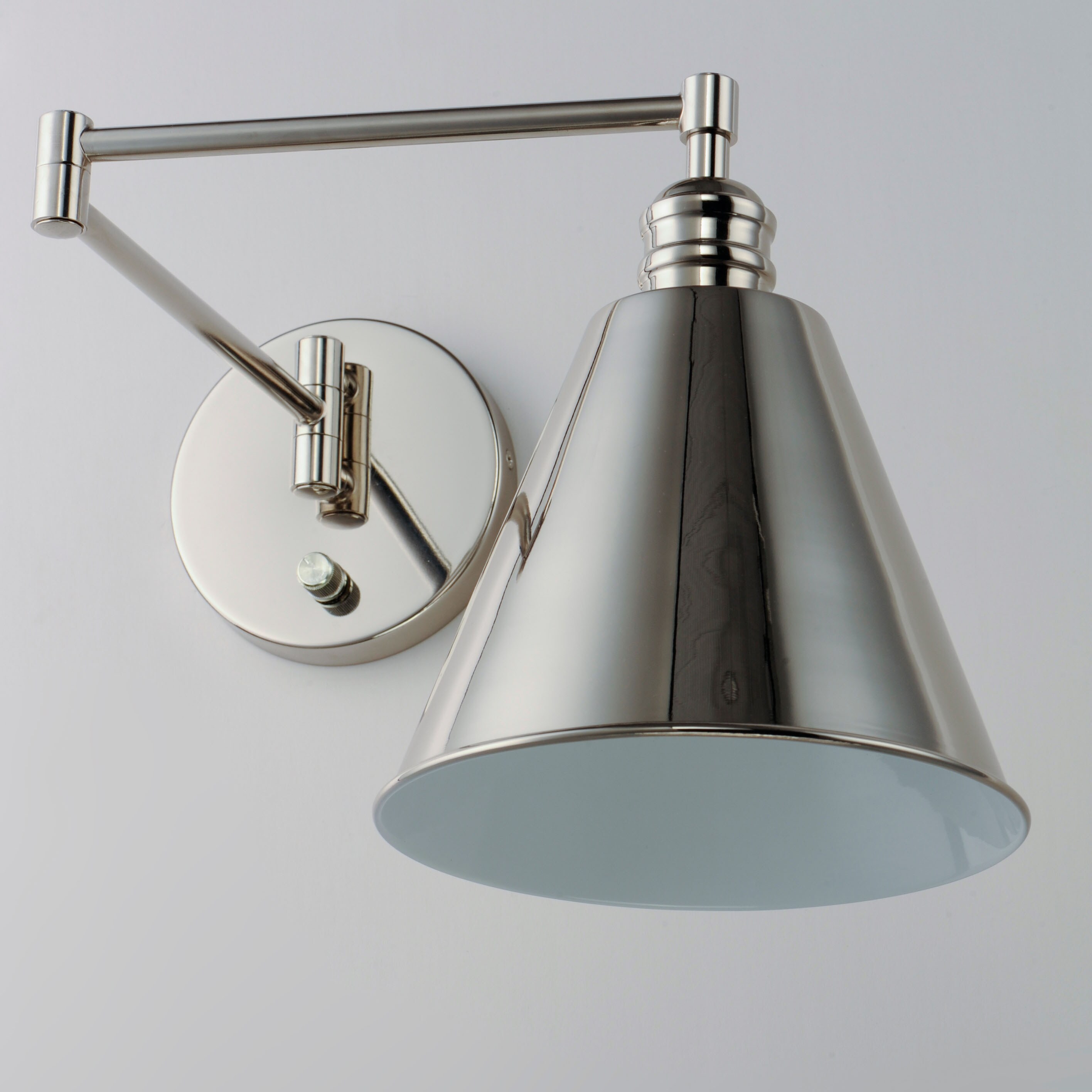 Polished Nickel Swing Arm Wall Sconce with Steel Shade