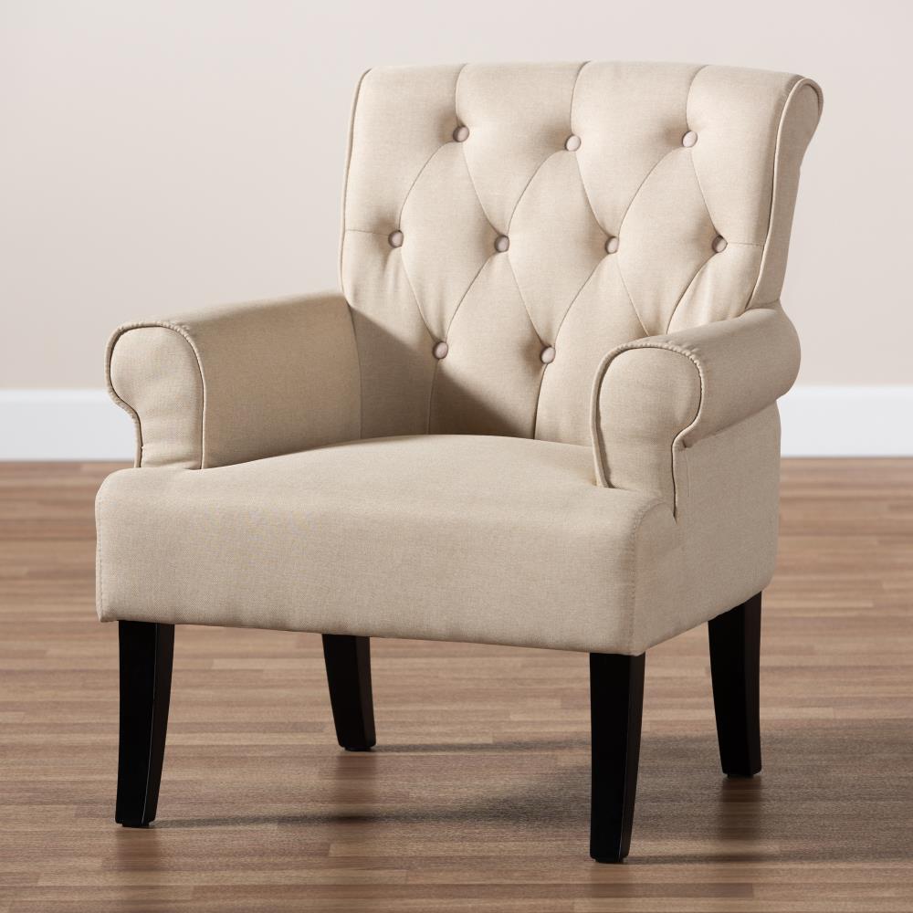 Baxton Studio Barret Modern Beige Black Blend Accent Chair in the