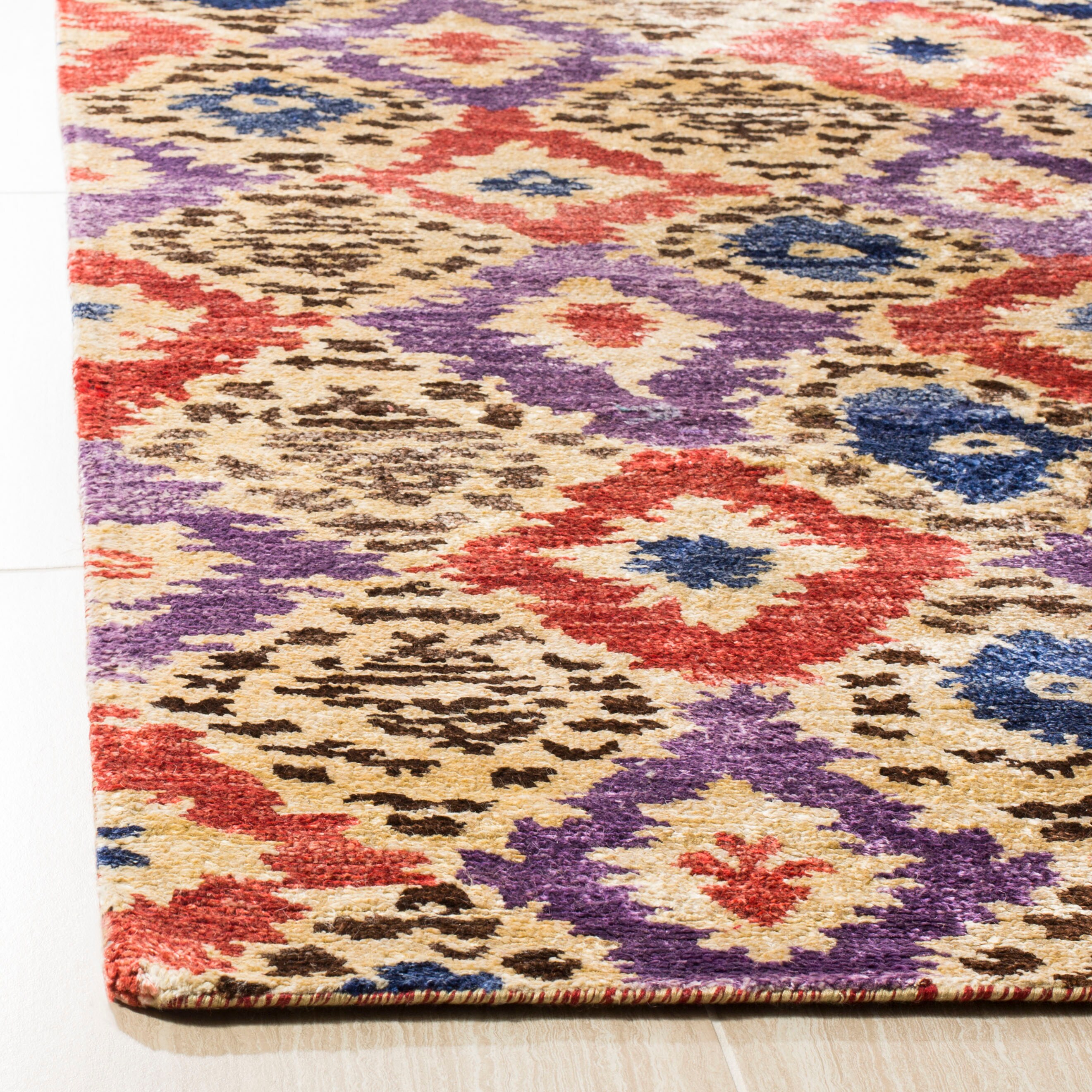 Luxor 8' x 10' Multicolor Hand-Knotted Silk Geometric Rug
