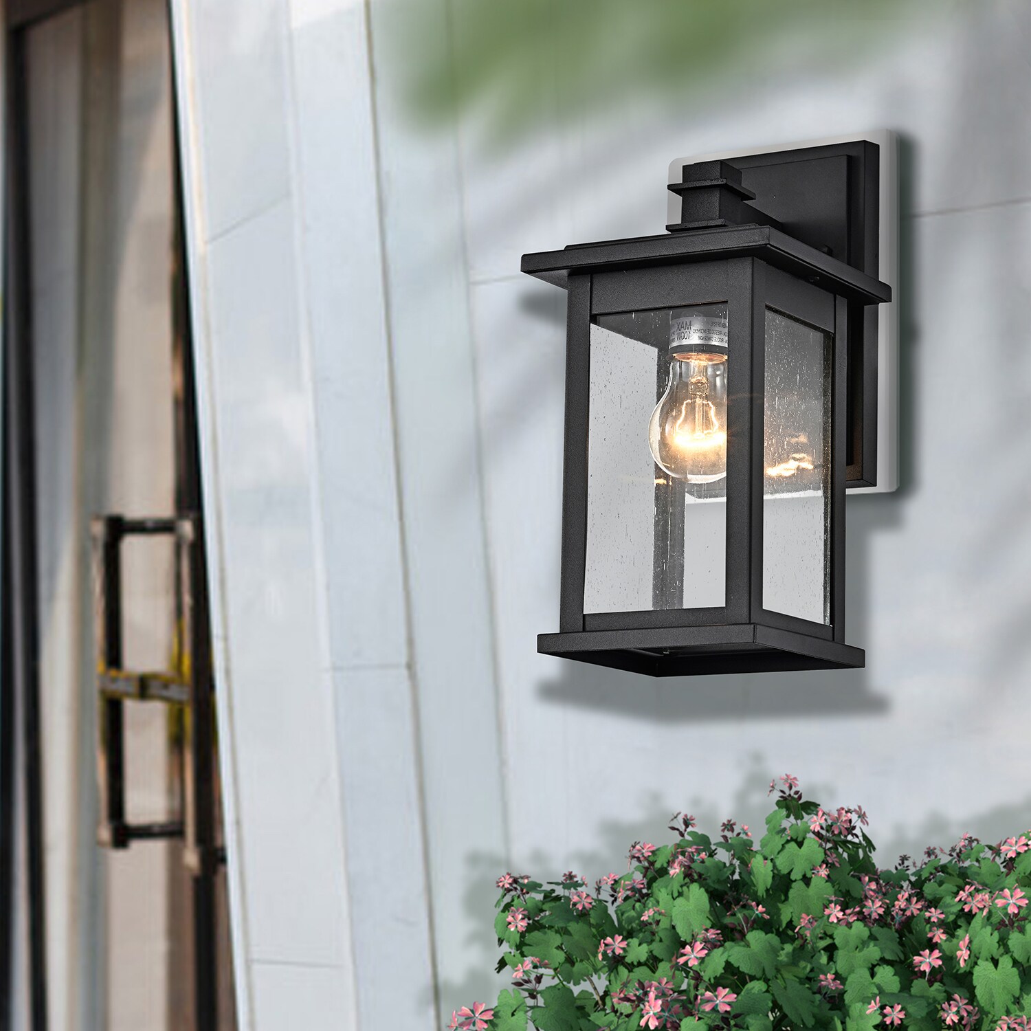 MICSIU Savannah 1-Light 12-in Matte Black Outdoor Wall Light in the ...