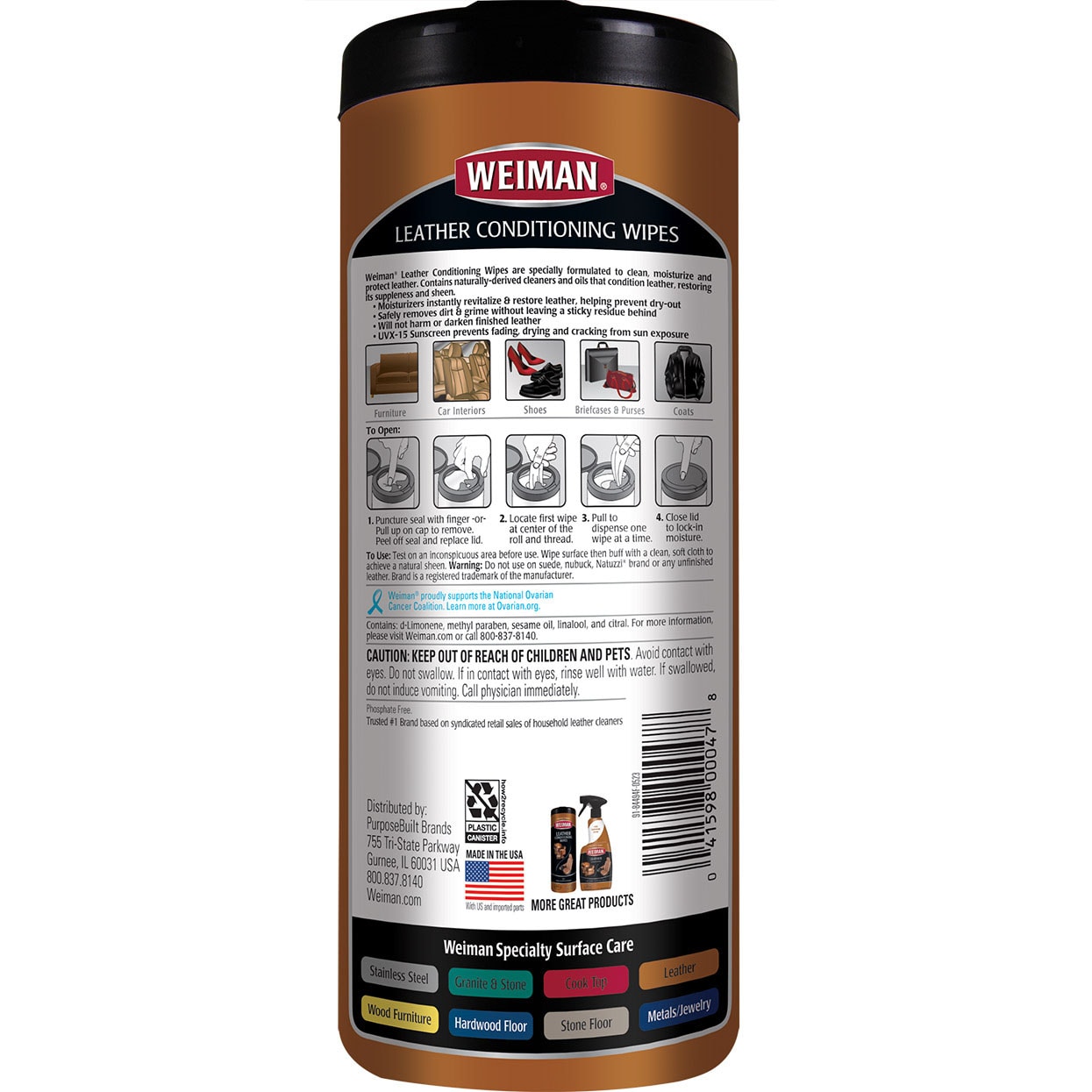 Weiman Leather Cleaner, Polish and Conditioner for Furniture, Car, Purses,  Shoes, Boots and Couches- Micro Fiber Towel Included, 22oz