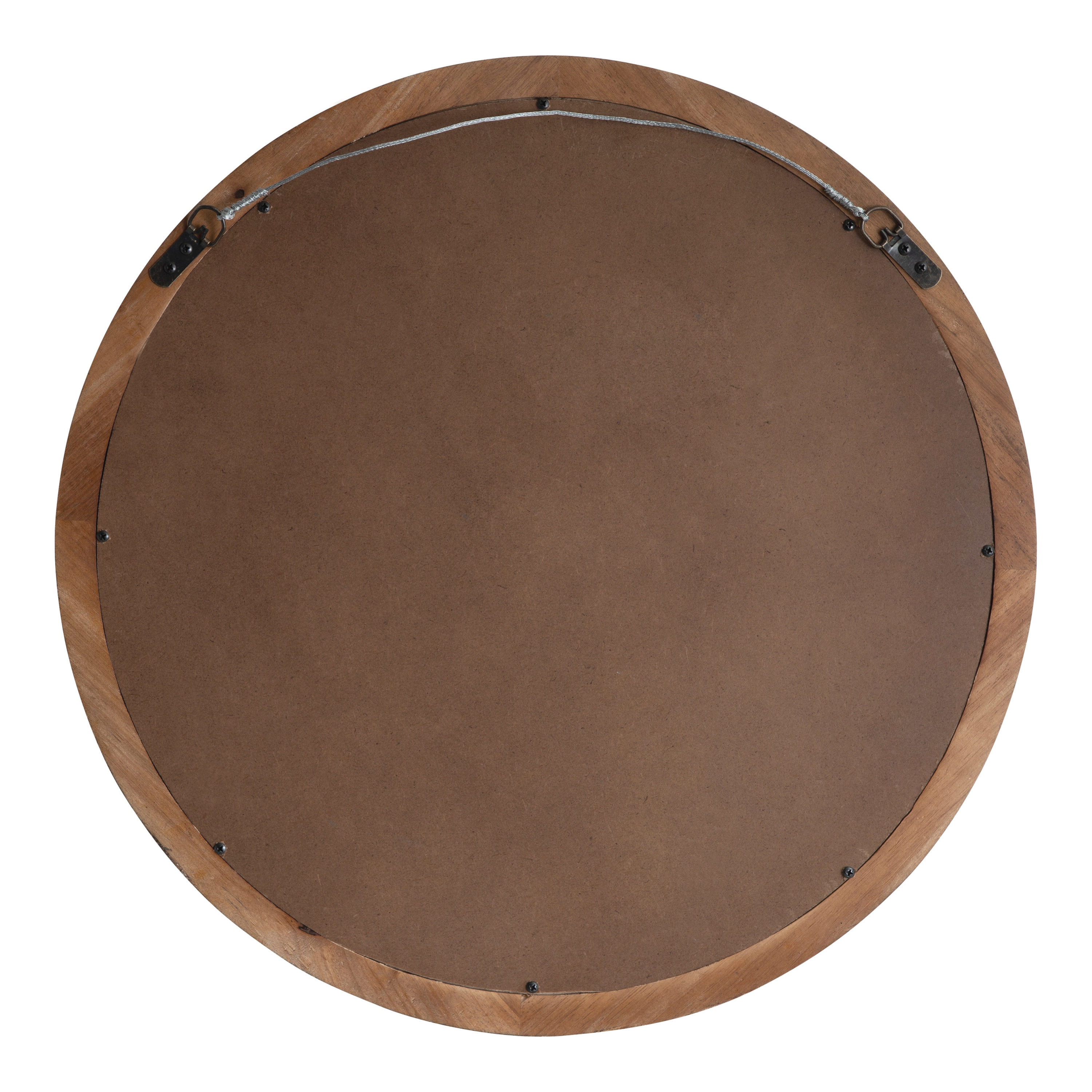 24-Inch Round Brown Wood Framed Vanity Mirror