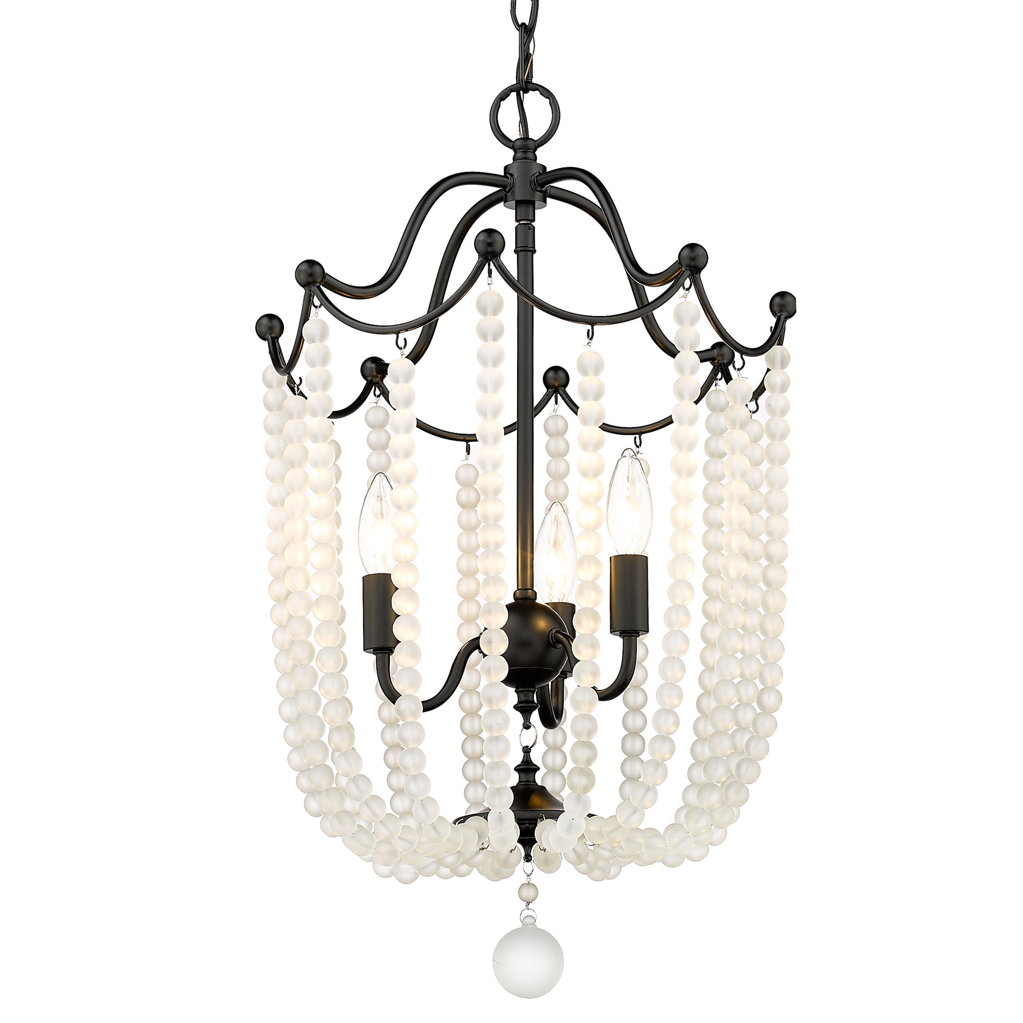 Golden Lighting 1888-3P BLK-FCB Tiara 3 -Light Matte black Bohemian/global Bell Large Hanging Pendant light