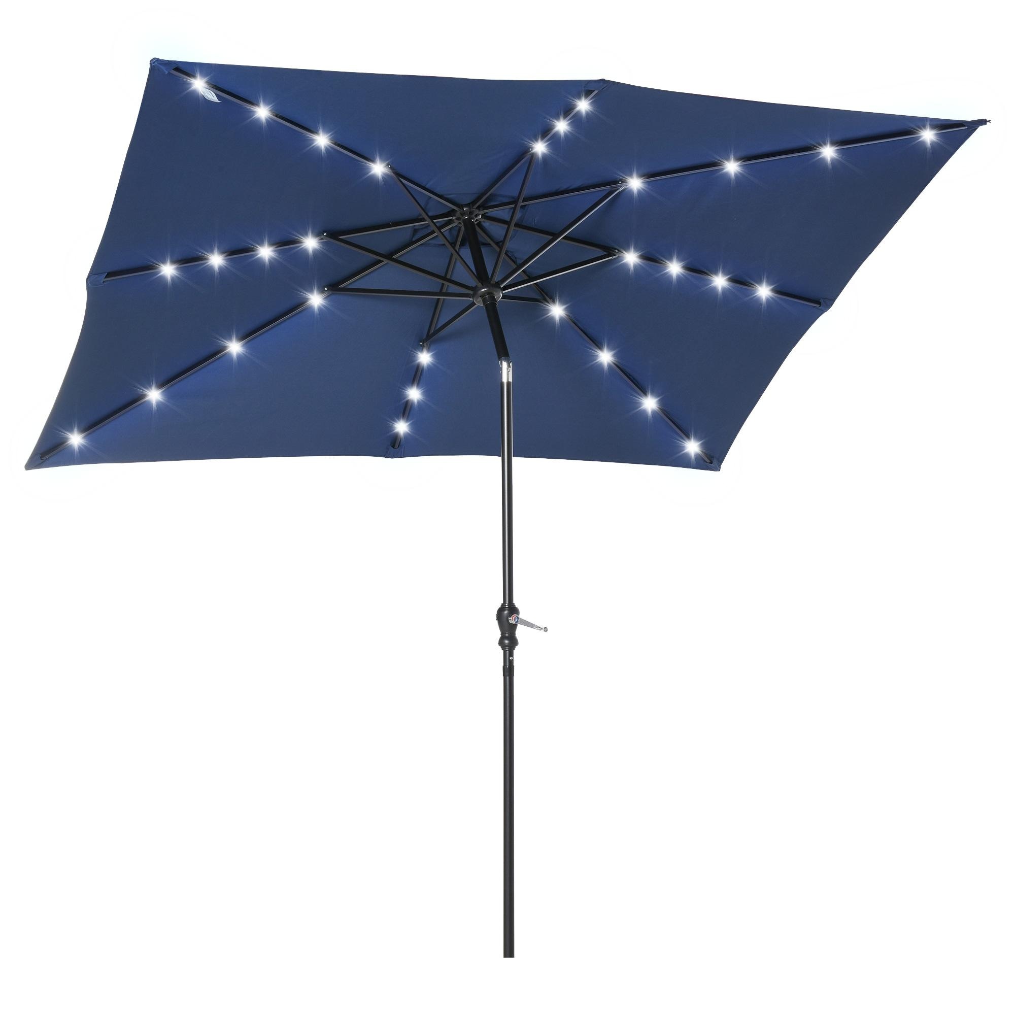 Bayfeve BFAOS-4160-UM 9-Feet Steel Blue Push-button Tilt Market Patio Umbrella with Lights and