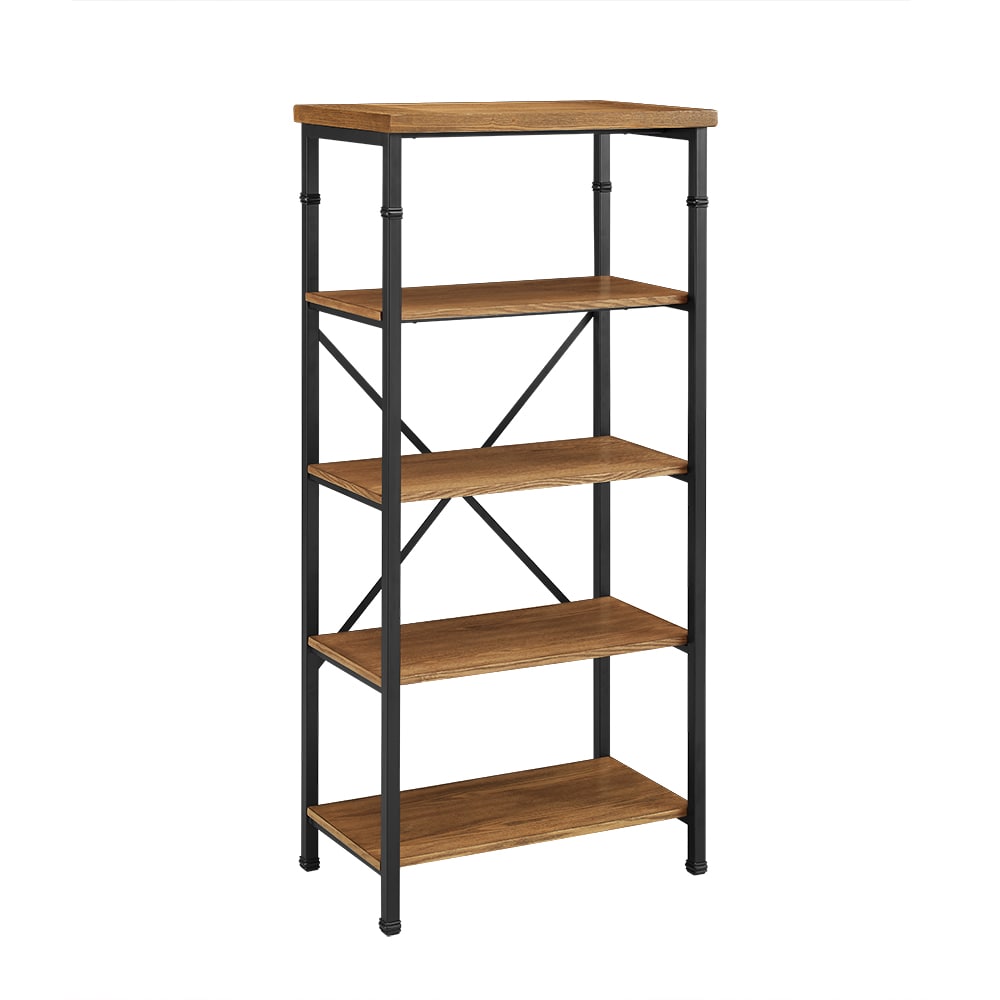 Linon 862255ASH01U Austin bookcase Black,ashh veneer Wood 4 -Shelf Floating Bookcase ( 26.00-in W x 54.00-in H x 15.00-in D ) Finished