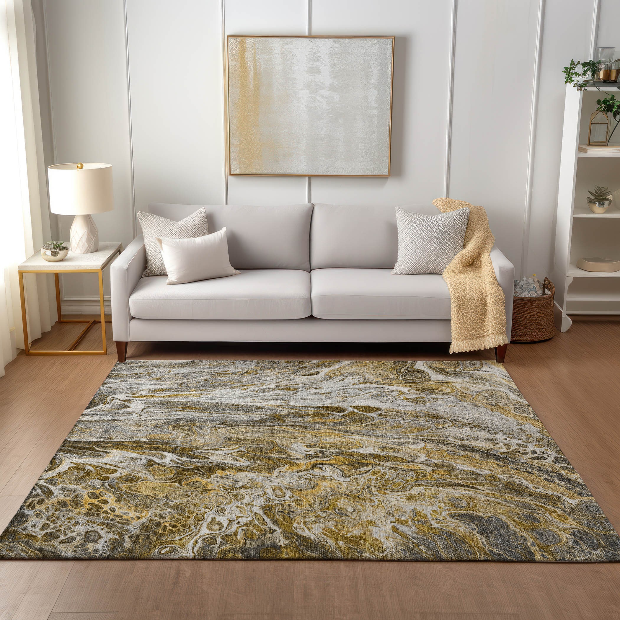 Addison Rugs ACN602BR8X10 Chantille ACN602BR 8 x 10 (ft) Polyester Brown Rectangular Indoor/Outdoor Abstract Machine washable Area rug