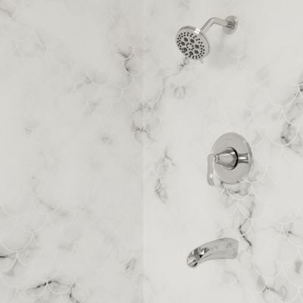 Polished Chrome Wall Mounted Tub and Shower Faucet with Pulse Rain Jet