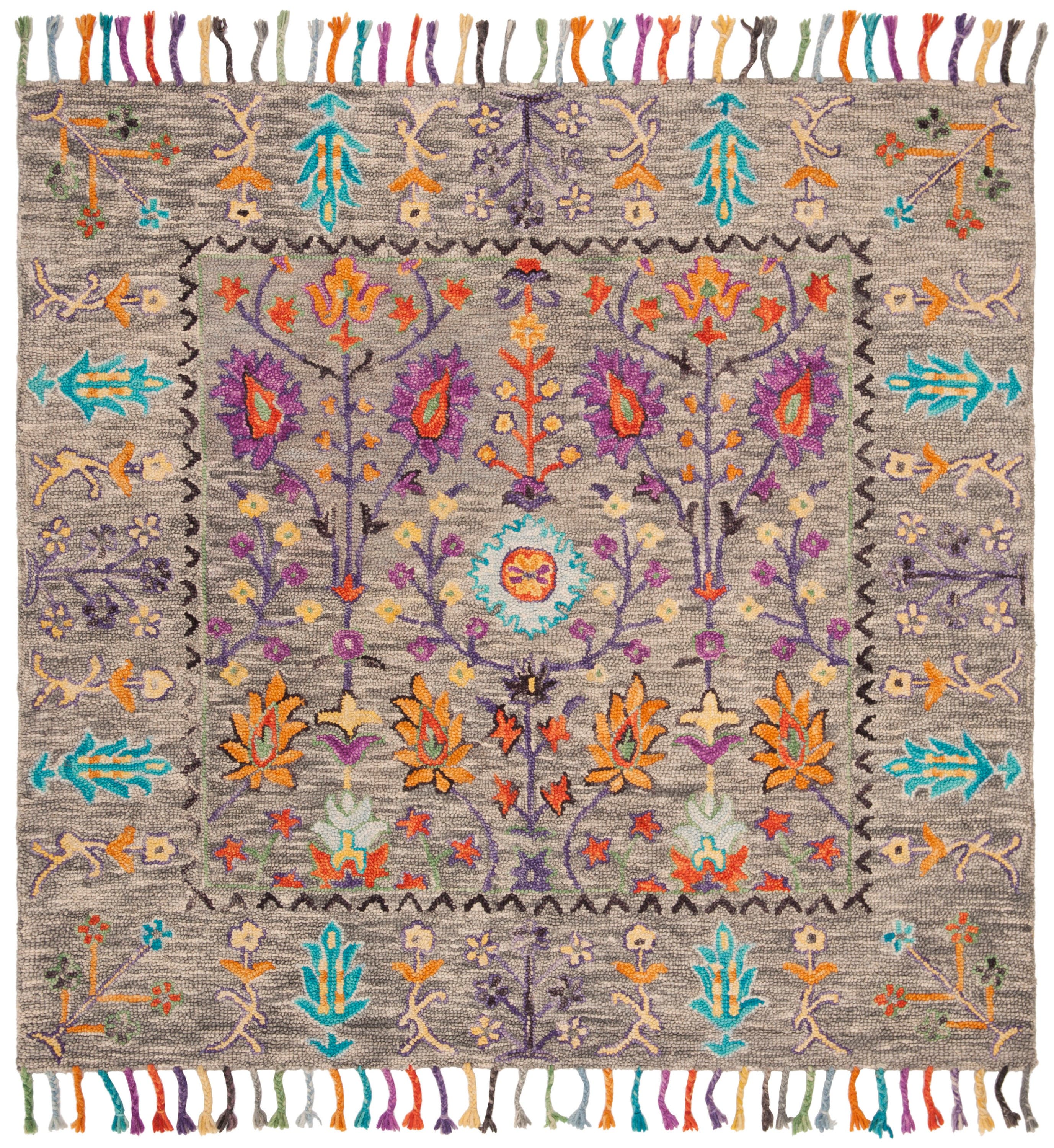 Handmade Tufted Wool Reversible Rectangular Rug in Gray - 5' x 8'