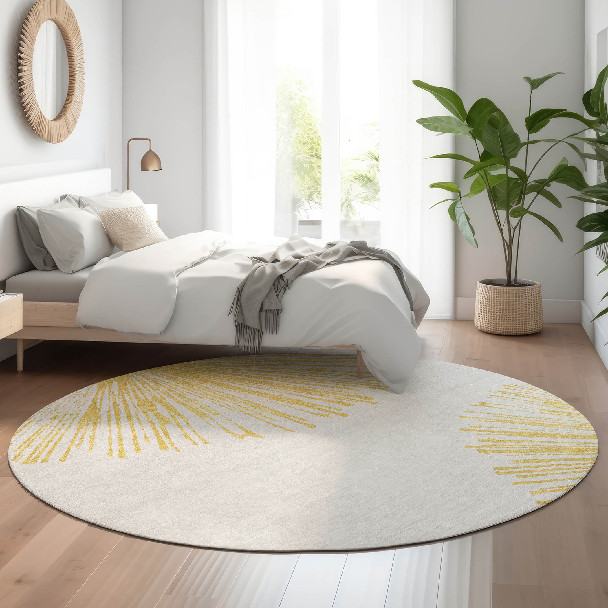 Addison Rugs AMF642GO8RO Mayfield AMF642GO 8 x 8 (ft) Loomed Polyester Gold Round Indoor Geometric Machine washable Area rug
