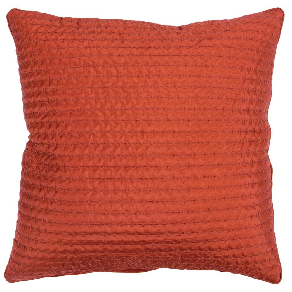 Rizzy Home T16230 Poly filled pillow 22-in x 22-in Rust Square Indoor Decorative Pillow