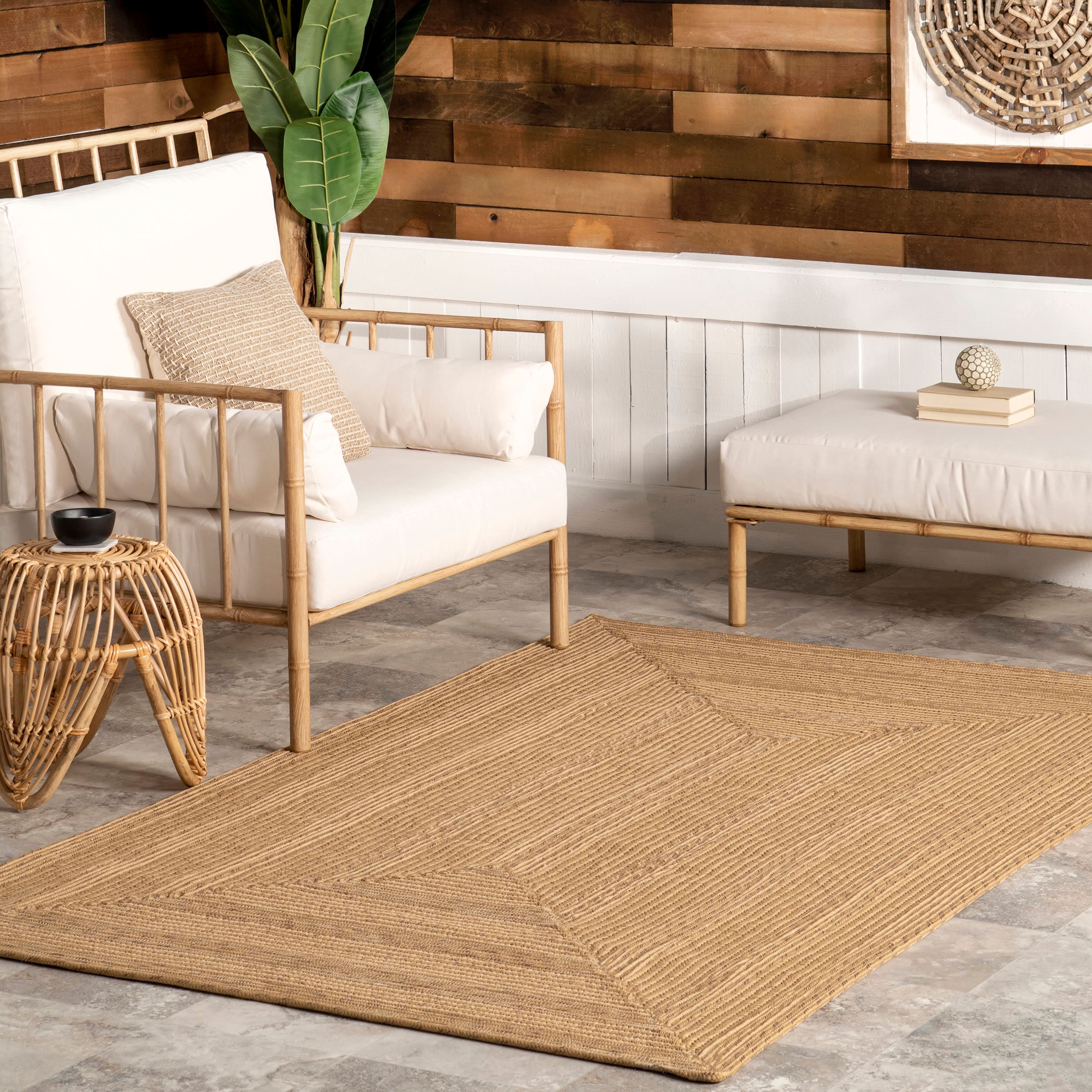 nuLOOM Rowan 5 X 8 (ft) Braided Tan Indoor/Outdoor Solid Area Rug in the Rugs  department at