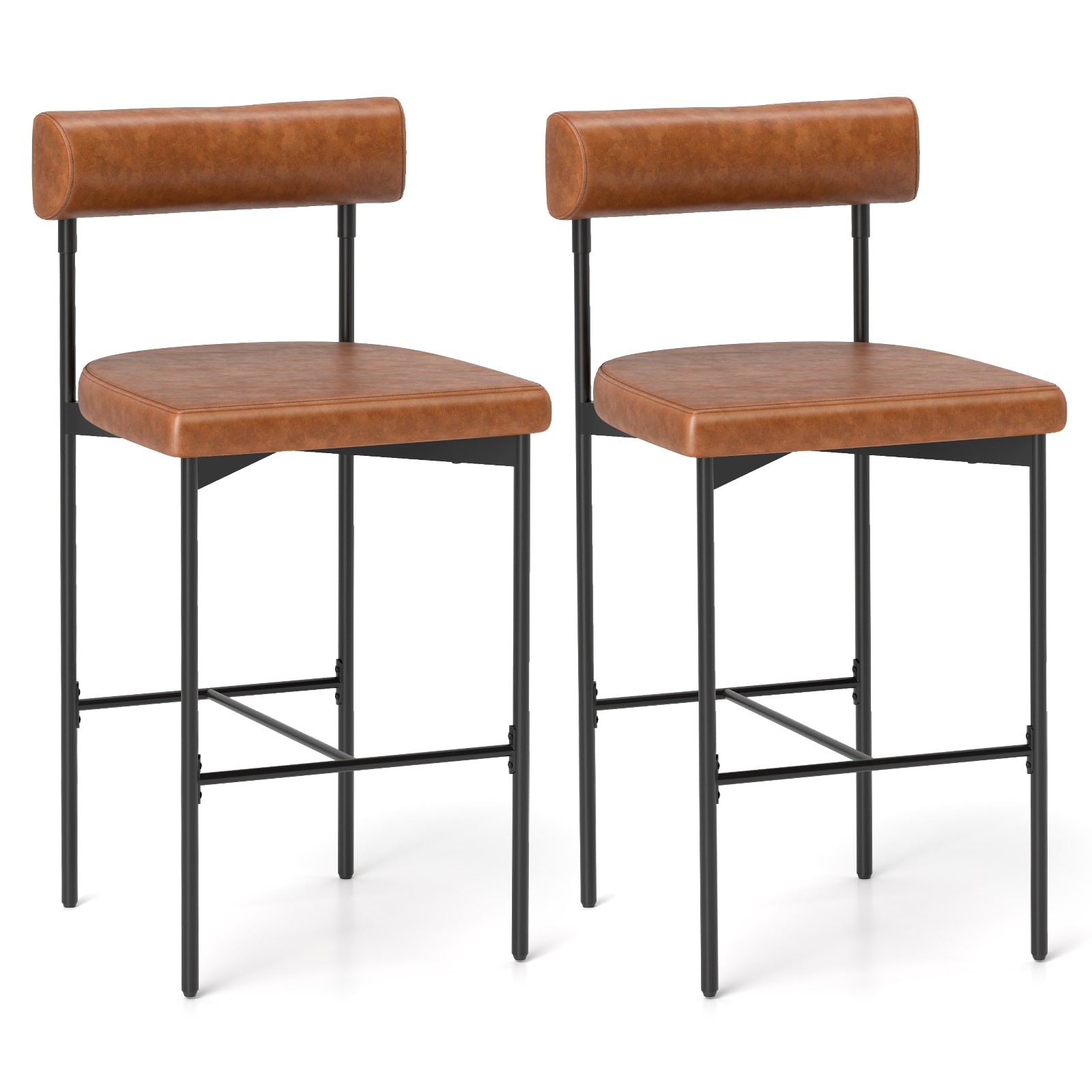  ID11788BN26 Bar Stools Brown 26-in H Counter height Contoured seat Upholstered Metal Bar Stool and Back