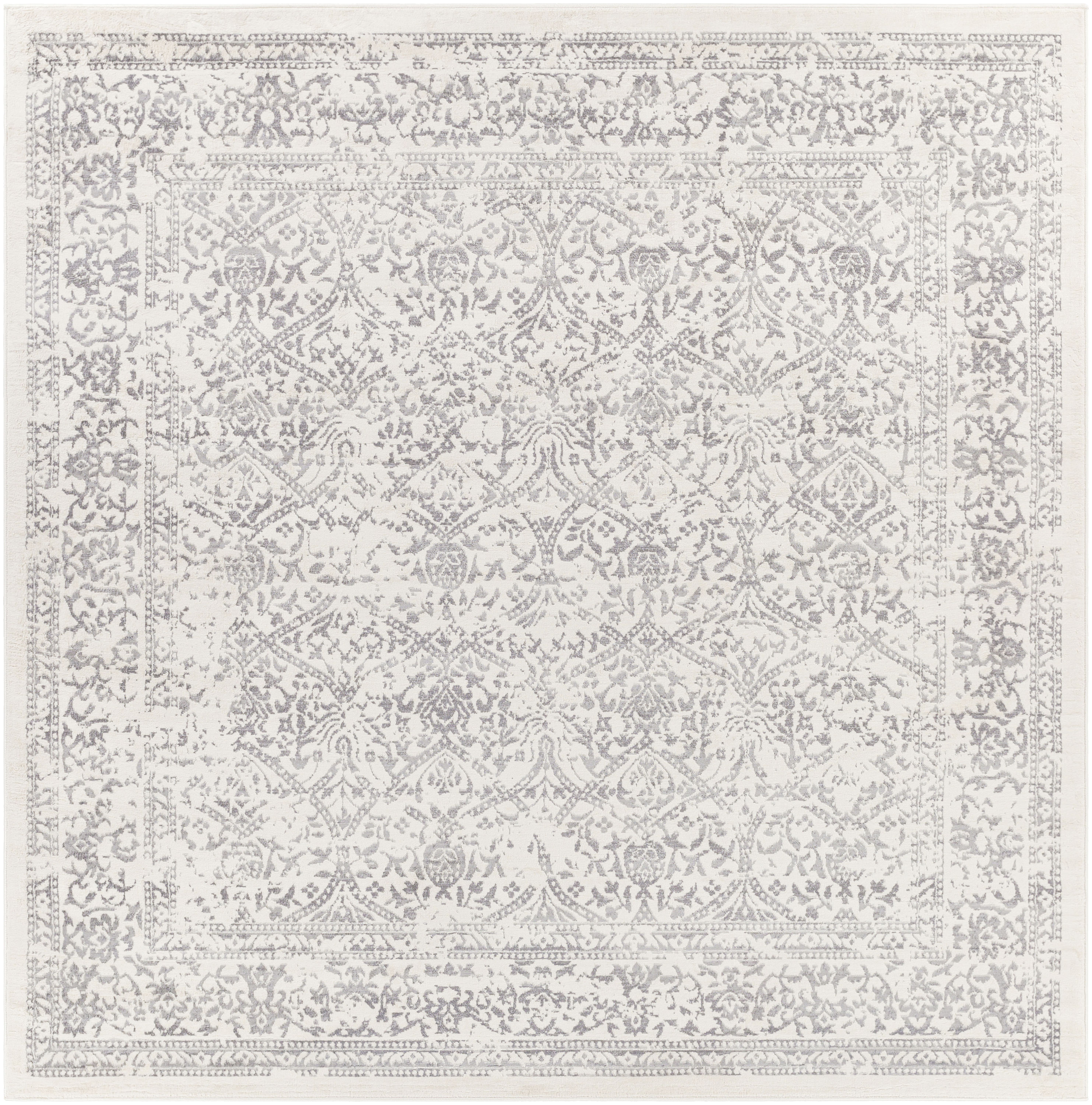 Livabliss ROM2300-710SQ Roma 8 x 8 (ft) Polypropylene White Square Indoor Trellis Oriental Area rug