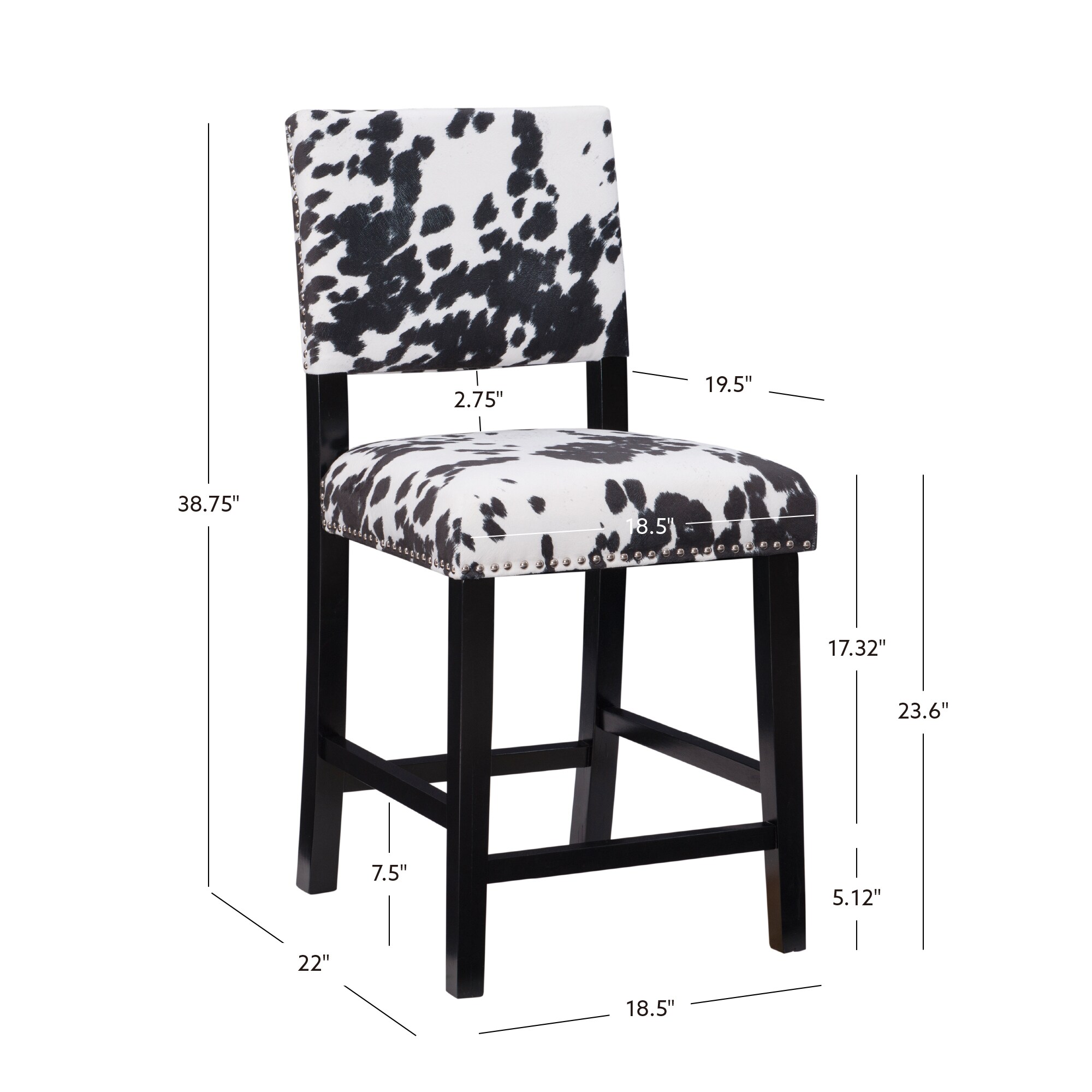 Clayton 24" Black Leather and Wood Swivel Counter Stool