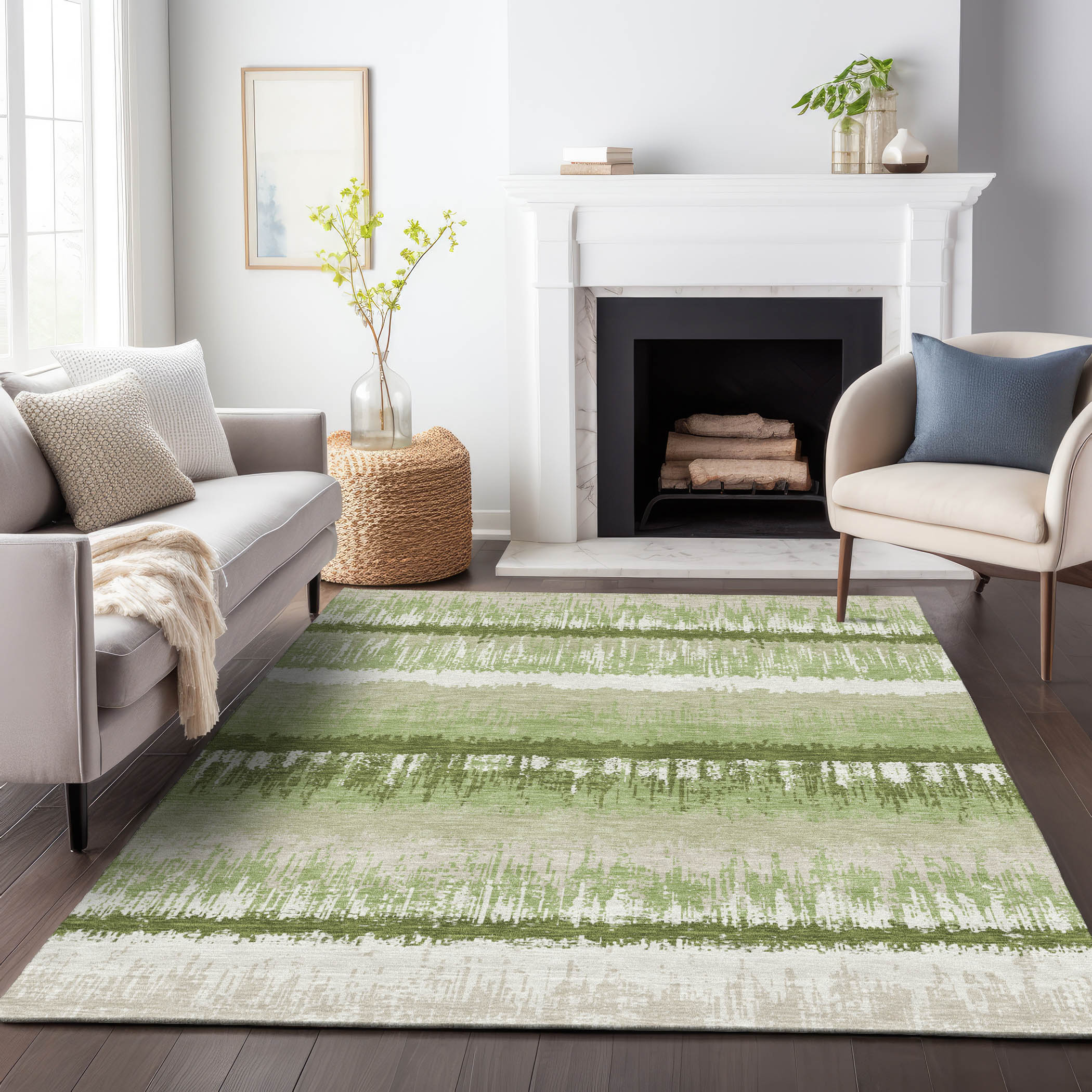 Addison Rugs ACN1013AL30X46 Chantille ACN1013AL 2 x 3 (ft) Polyester Aloe Rectangular Indoor/Outdoor Geometric Machine washable Area rug
