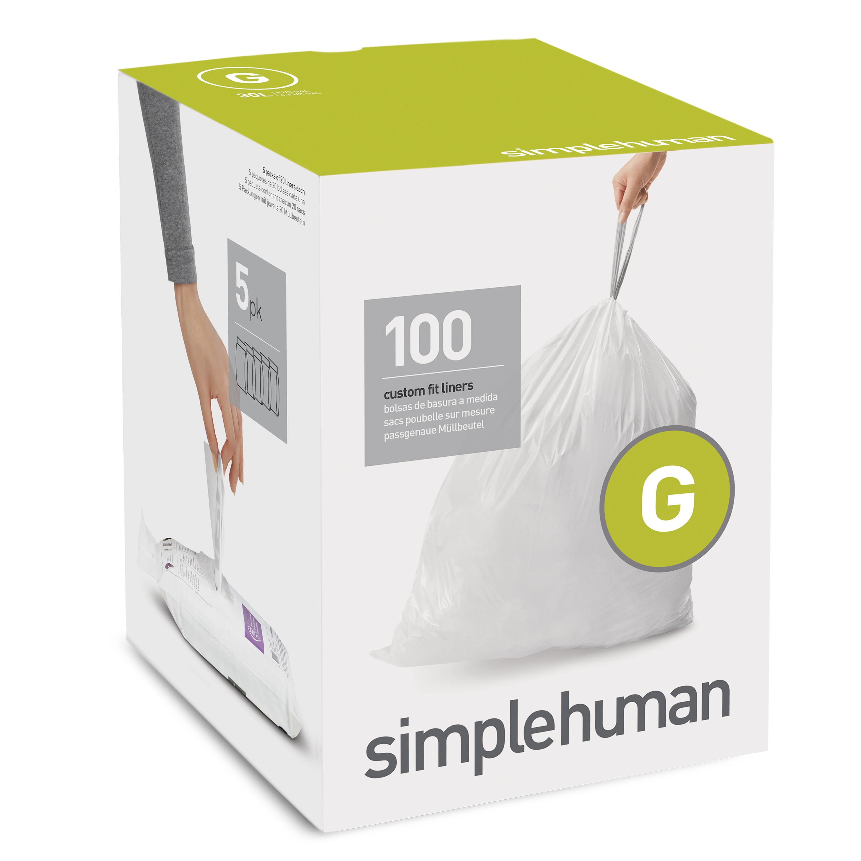 simplehuman 7.93-Gallons White Plastic Can Drawstring Trash Bag (100-Count)  in the Trash Bags department at
