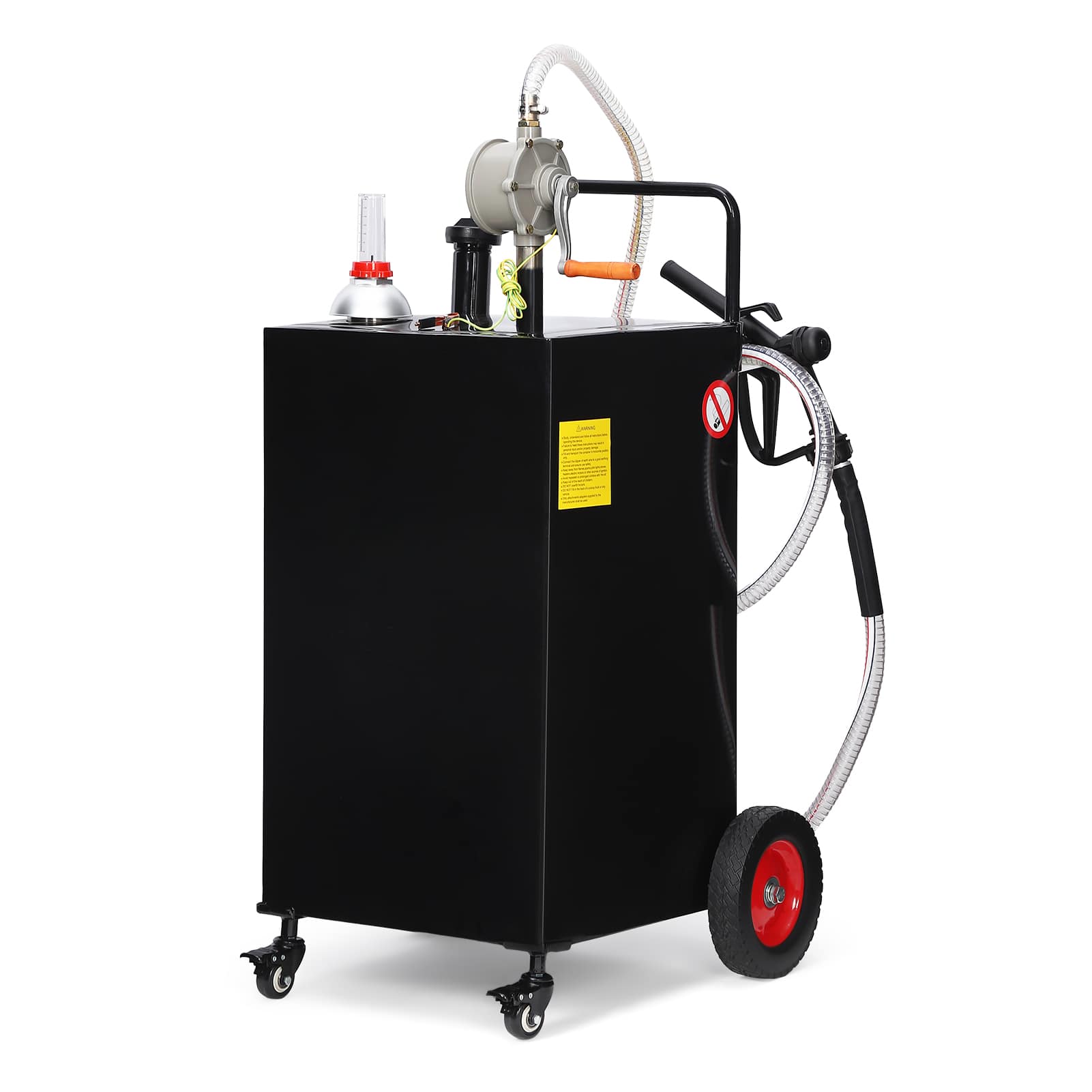 Qeetex SQY-PAU-0JM7339Q 30 Gallon Portable Fuel Caddy with Manual Pump – Heavy Duty Gasoline and Diesel Transfer Tank 4-Wheel Mobile Fuel Storage for Trucks Boats Lawn Mowers and Farm Use – Black