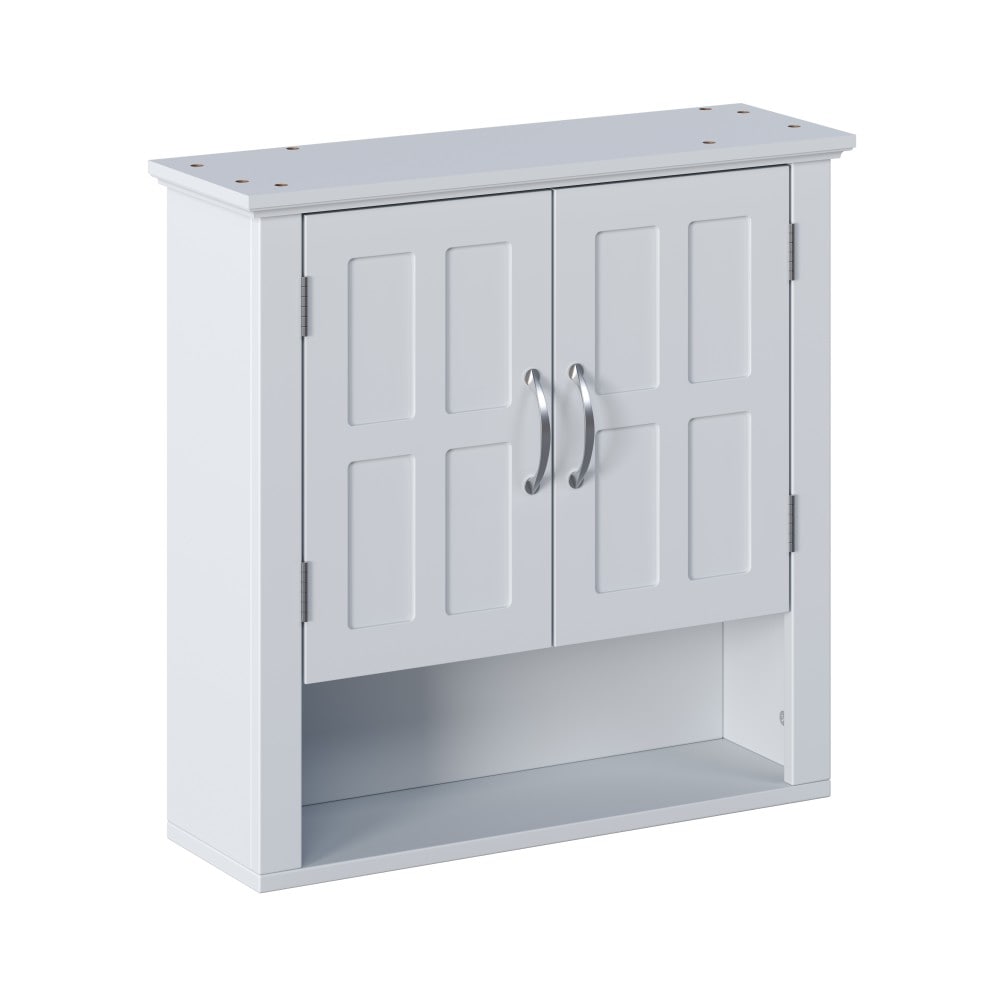 Taoi Fxio 23.62inW Wall Mount Floating Storage Cabinet with 3 Adjustable Shelves Water-Resistant White Engineered Wood Organizer #N817P375225W