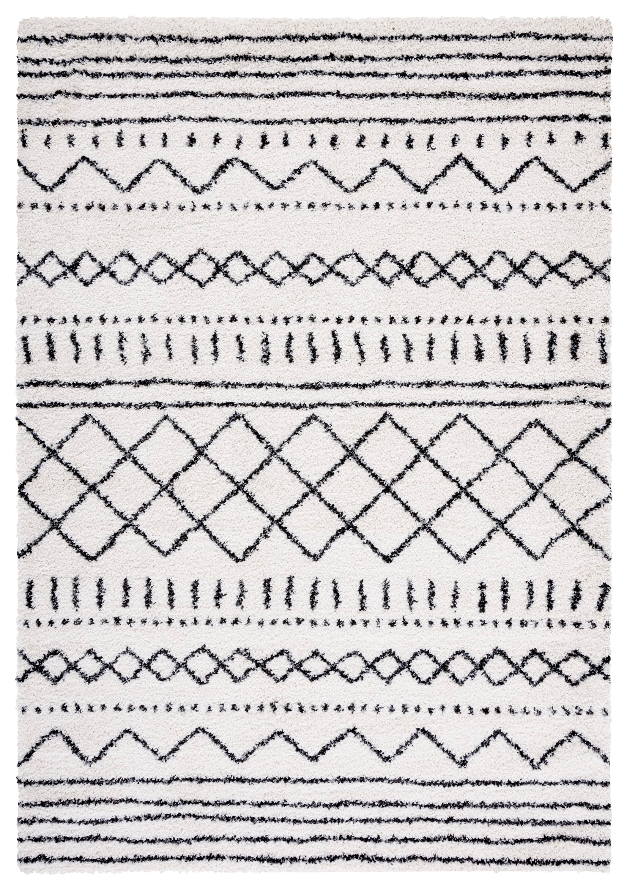 Safavieh ASG741Z-8 Arizona Lotta Shag 8 x 10 (ft) Loomed Polypropylene Ivory/Black Rectangular Indoor Abstract Moroccan Area rug