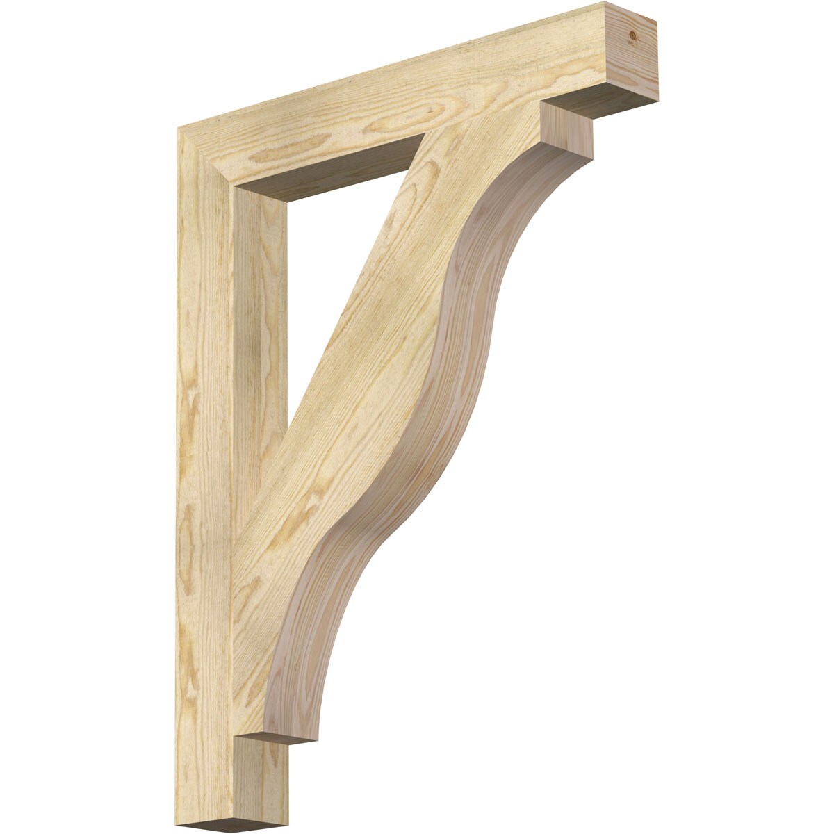 Ekena Millwork BKT04X28X36FST05RDF Funston Block Rough Sawn 4-in x 28-in x 36-in Douglas fir Brown Wood Standard bracket